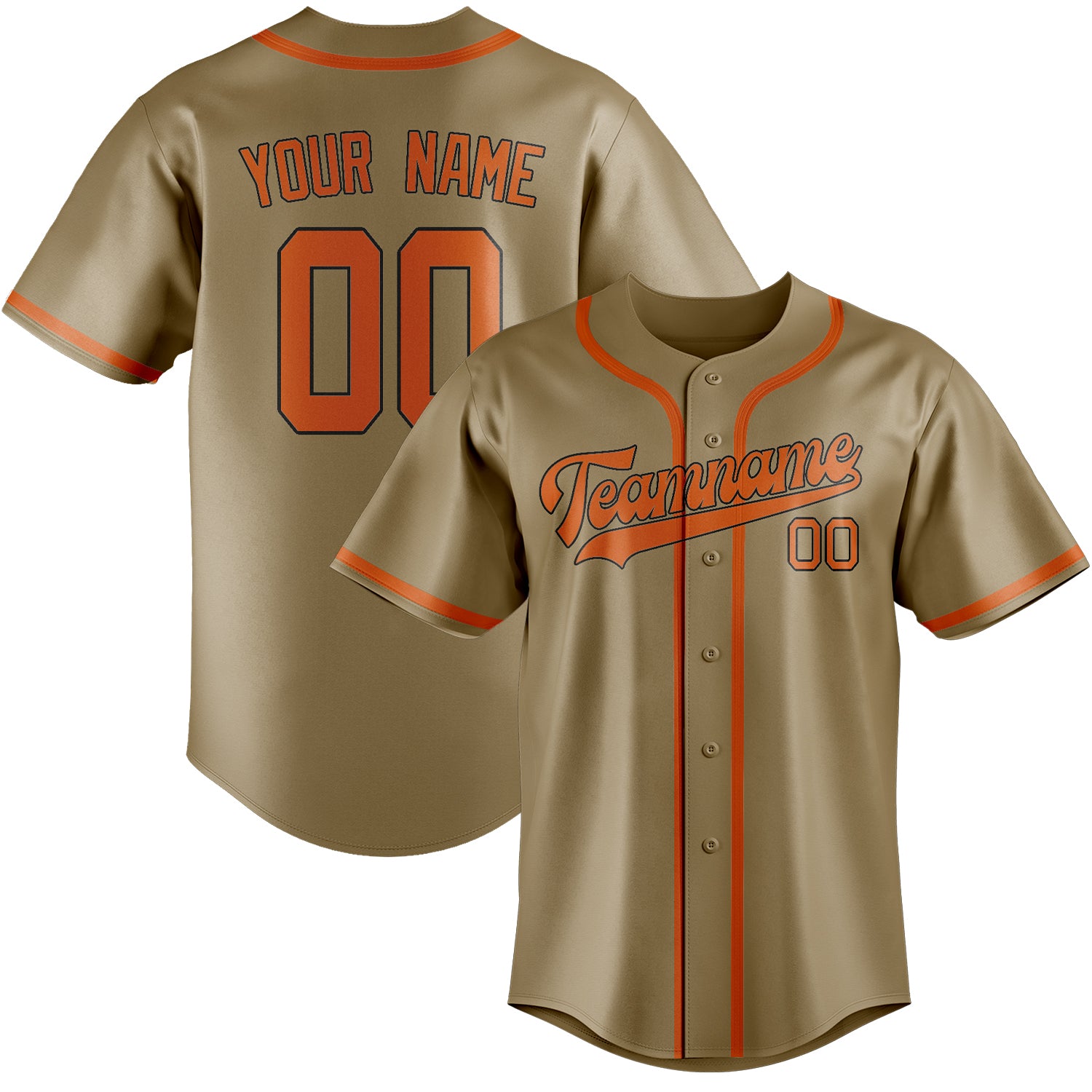Custom Light Khaki Orange Baseball Jersey