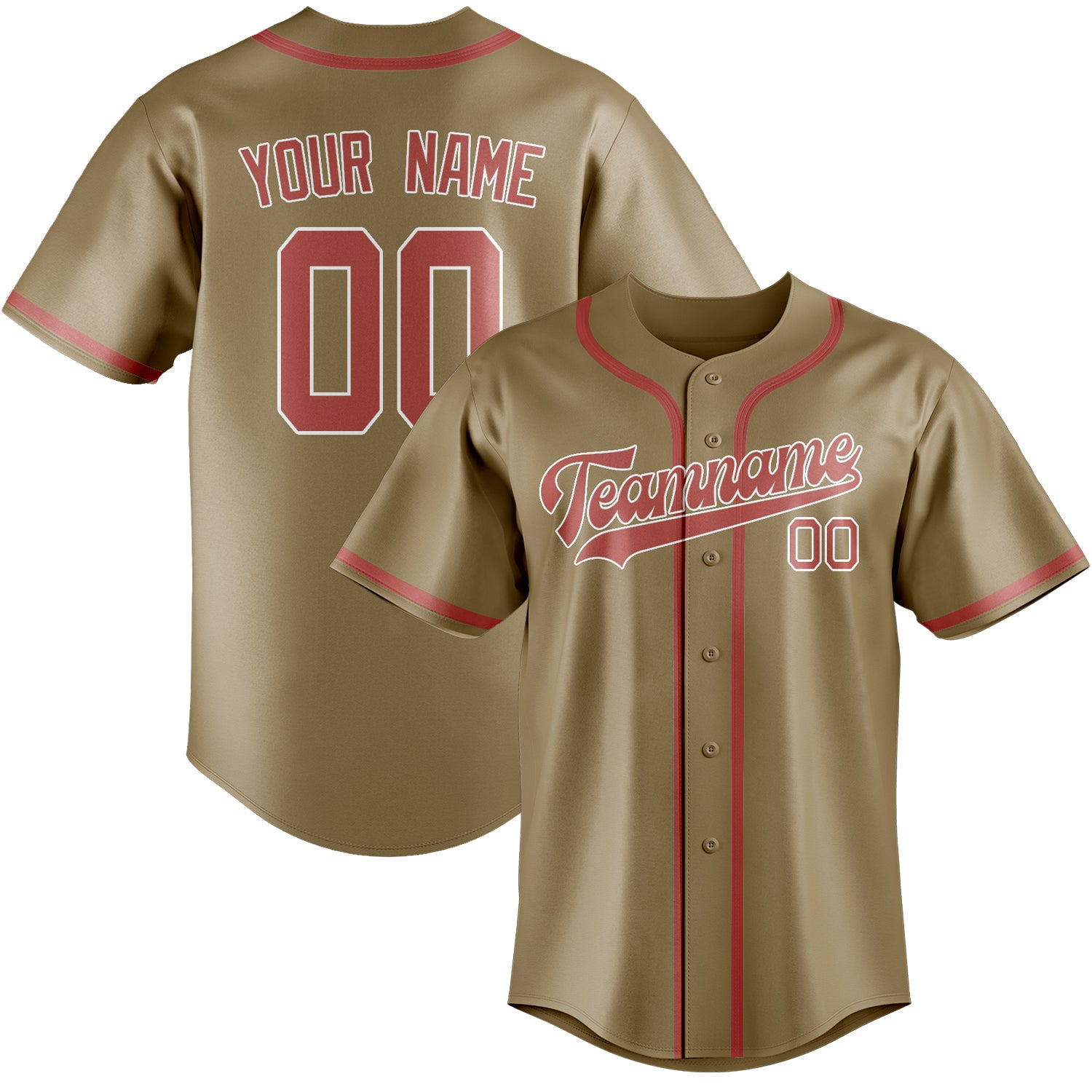 Custom Light Khaki Copper Rose Baseball Jersey