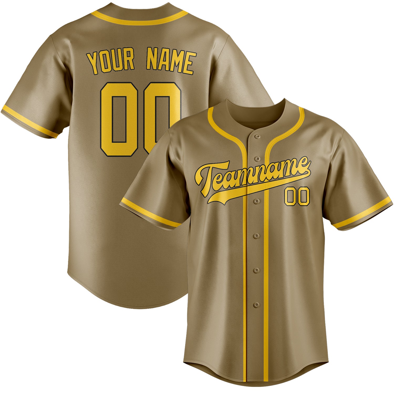 Custom Light Khaki Gold Baseball Jersey