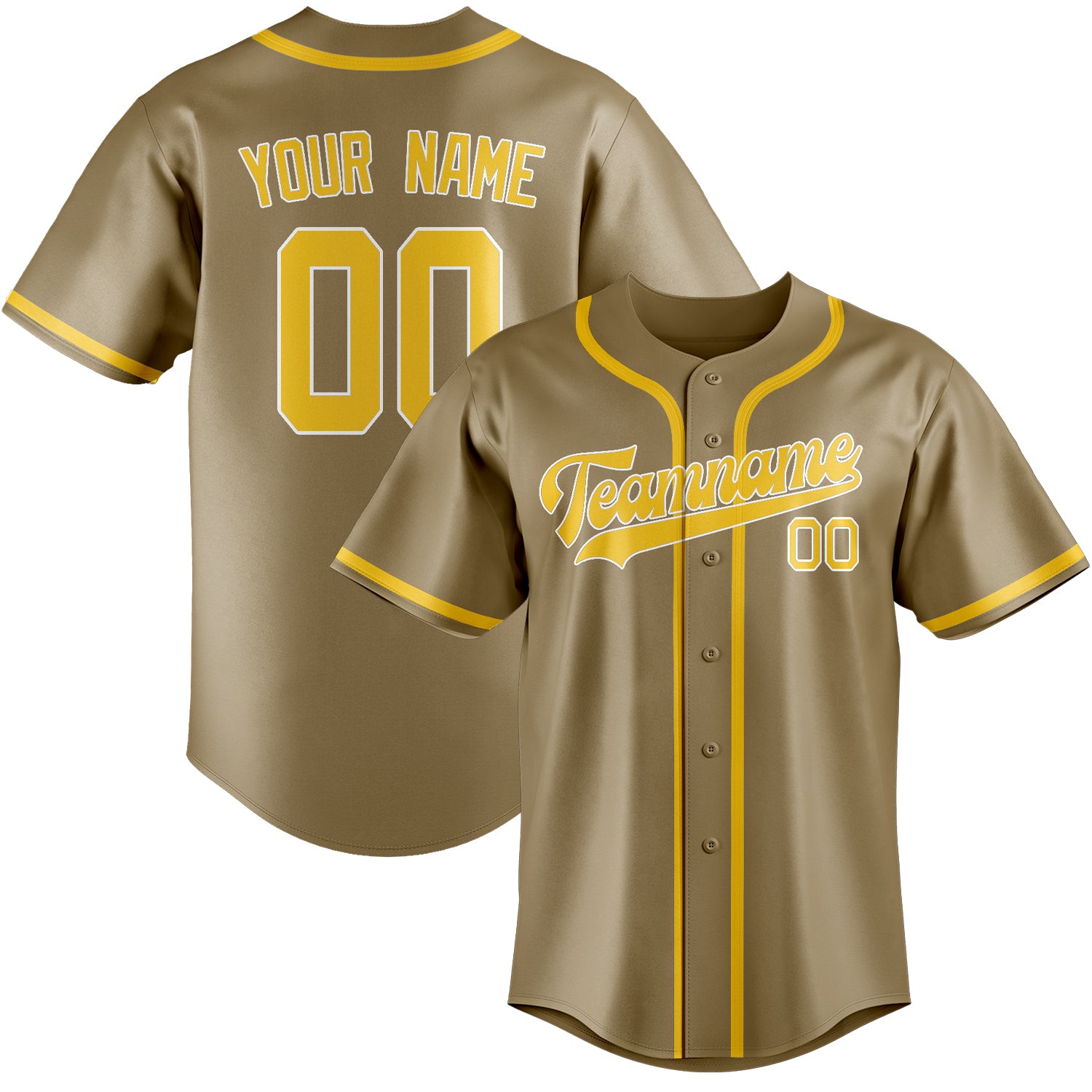 Custom Light Khaki Gold Baseball Jersey