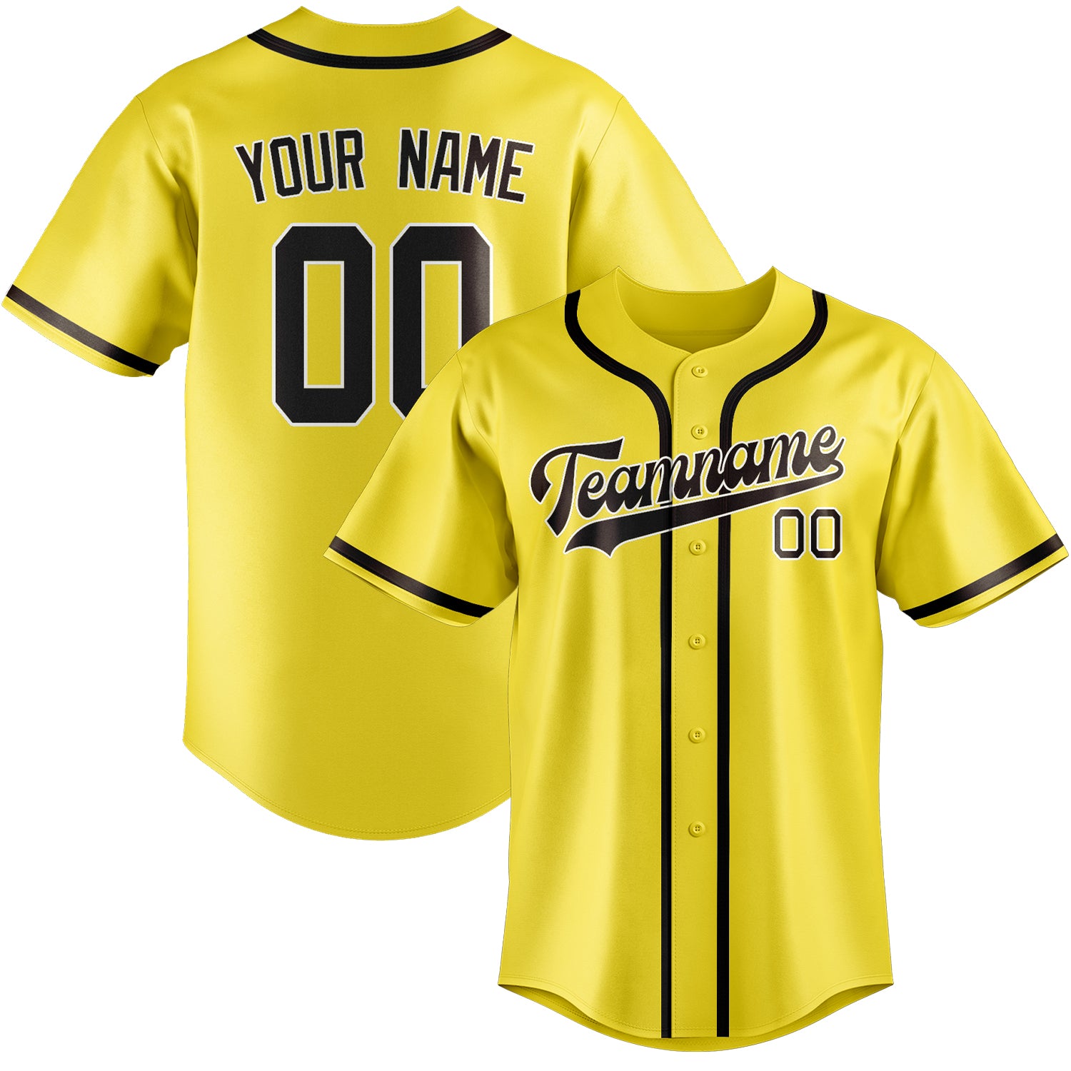 Custom Light Yellow Brown Baseball Jersey