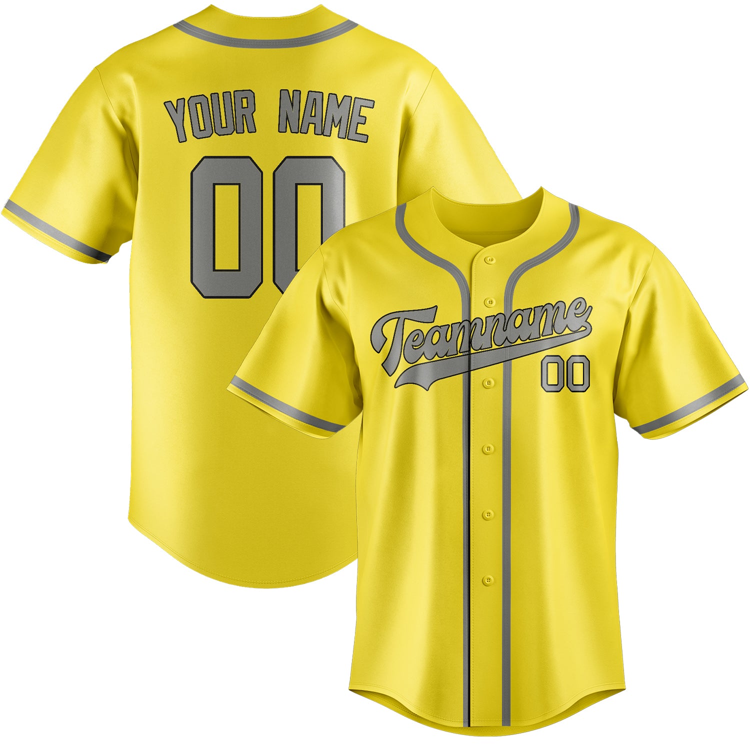 Custom Light Yellow Gray Baseball Jersey
