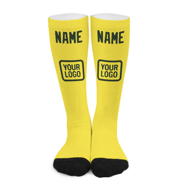 Custom Light Yellow Dark Green Knee-High Sock