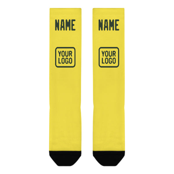 Custom Light Yellow Dark Green Knee-High Sock