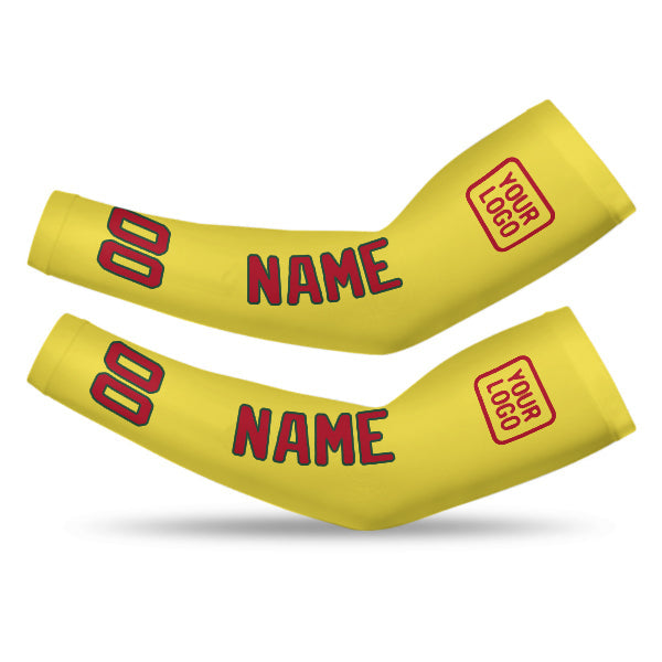 Custom Light Yellow Red Arm Sleeve
