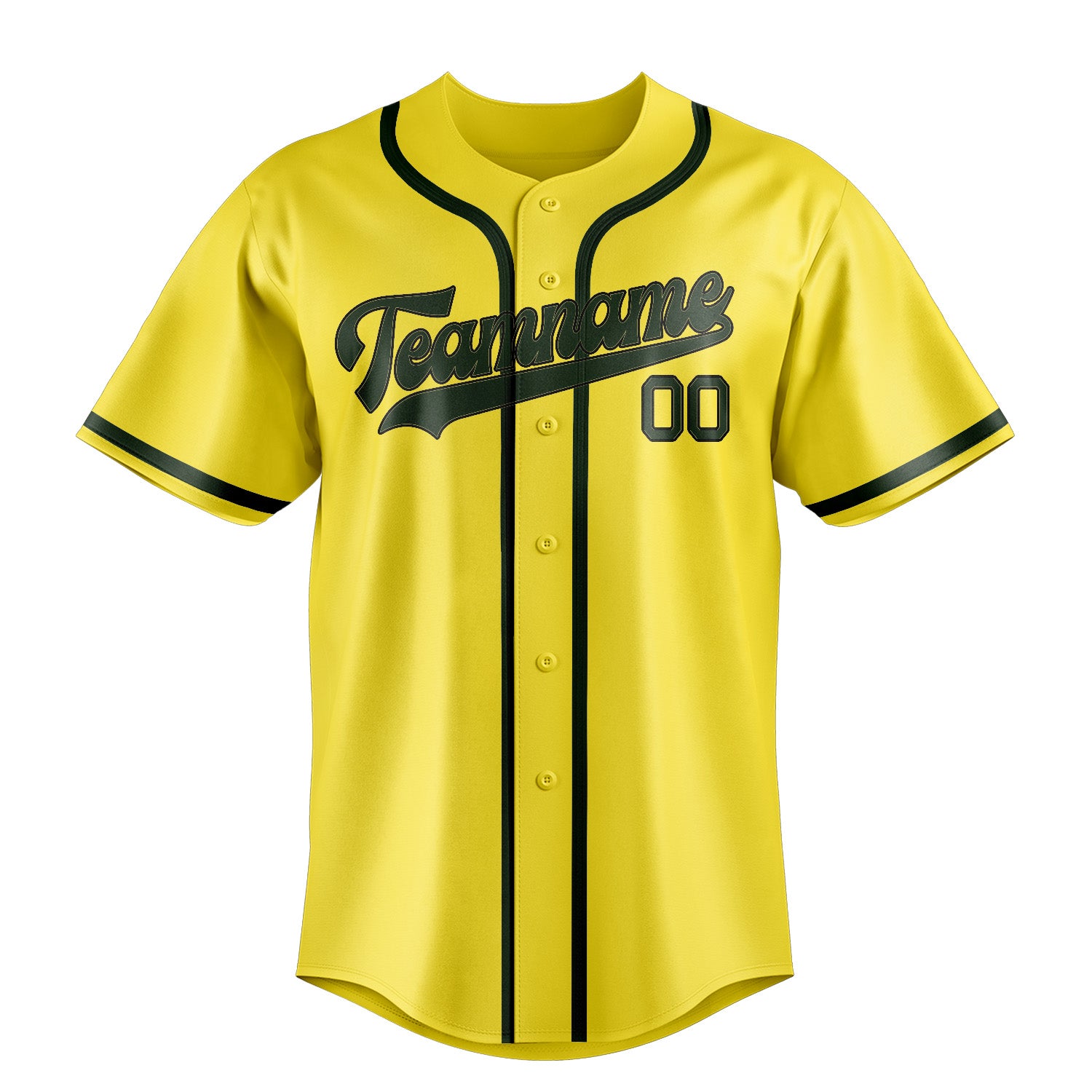 Custom Light Yellow Dark Green Baseball Jersey