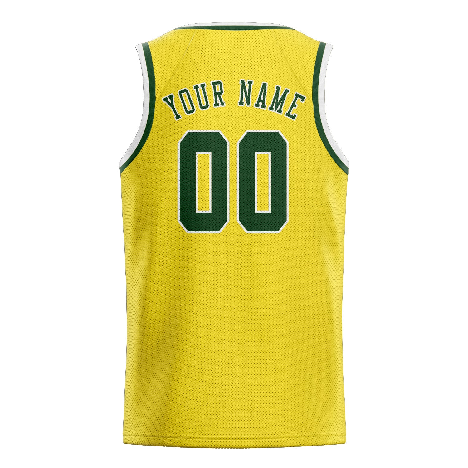 Custom Light Yellow Dark Green Basketball Jersey