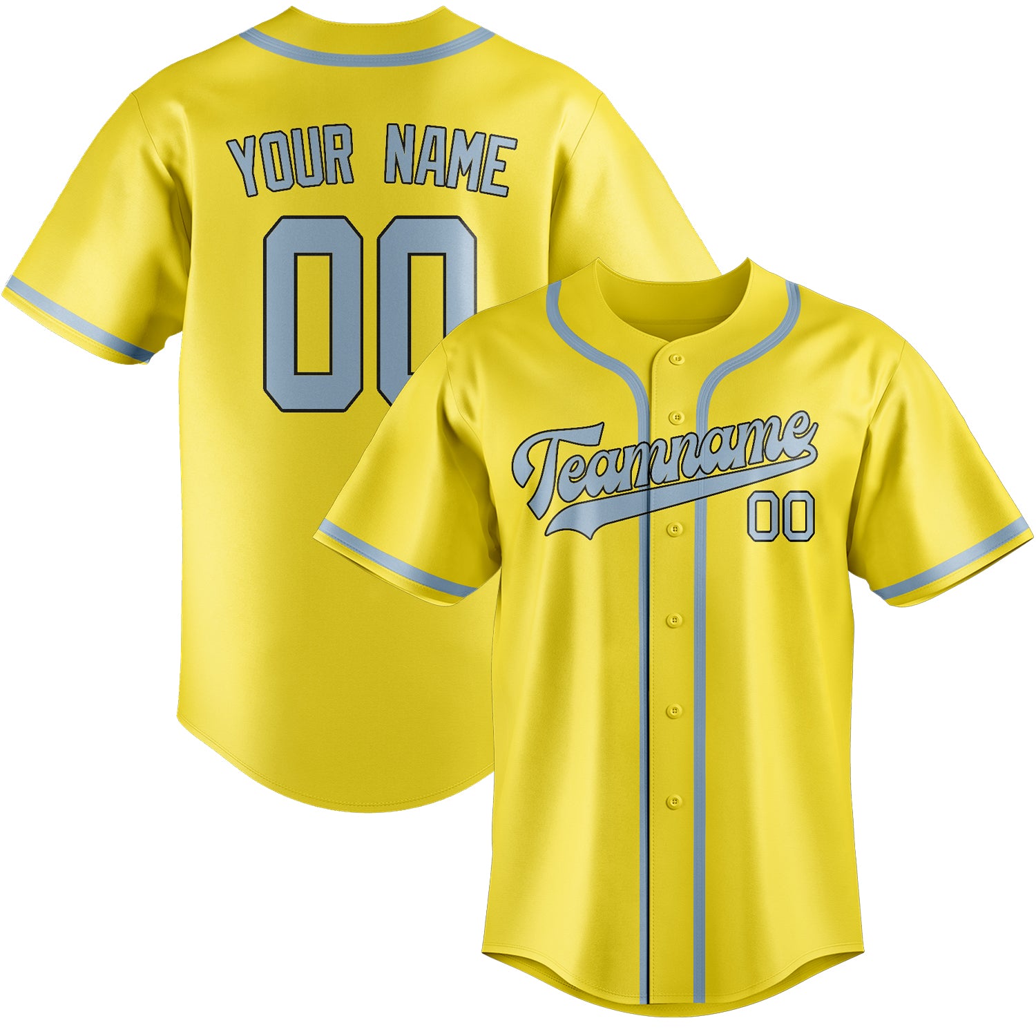 Custom Light Yellow Light Blue Baseball Jersey