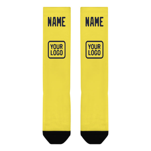 Custom Light Yellow Navy Knee-High Sock