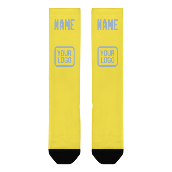 Custom Light Yellow Light Blue Knee-High Sock