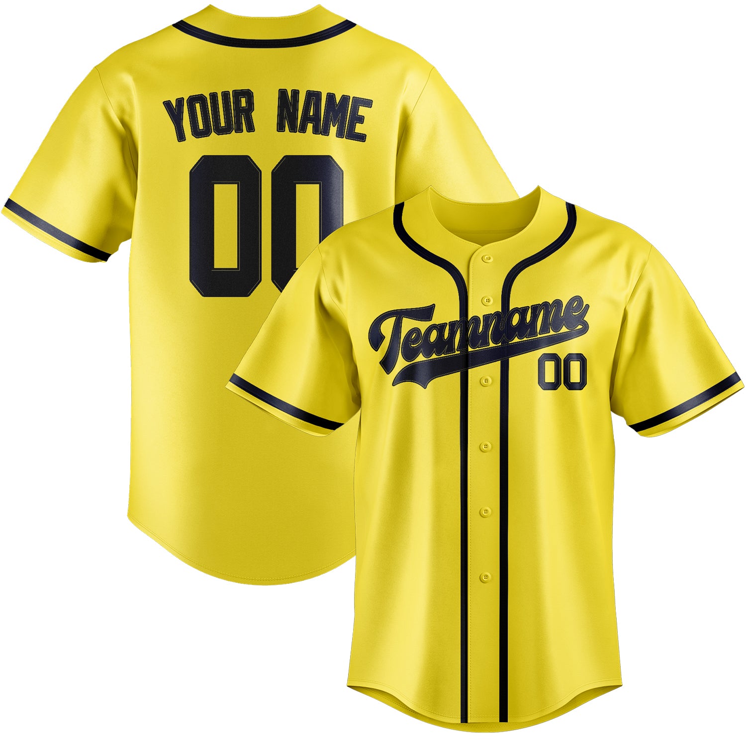 Custom Light Yellow Navy Baseball Jersey
