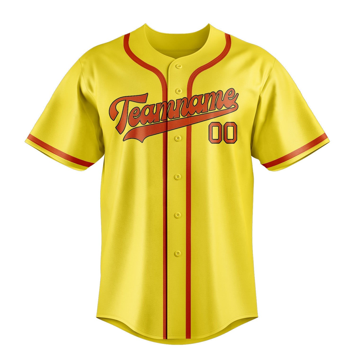 Custom Light Yellow Orange Red Baseball Jersey