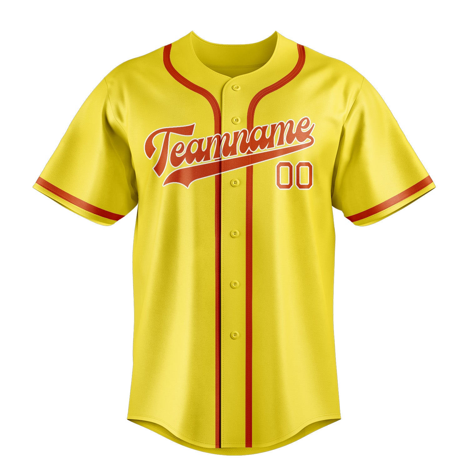Custom Light Yellow Orange Red Baseball Jersey