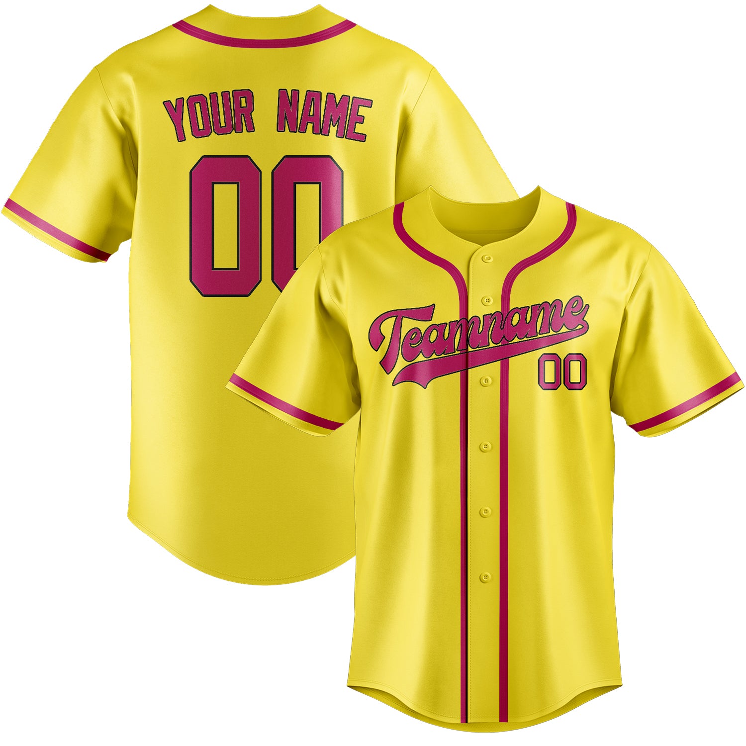 Custom Light Yellow Pink Baseball Jersey