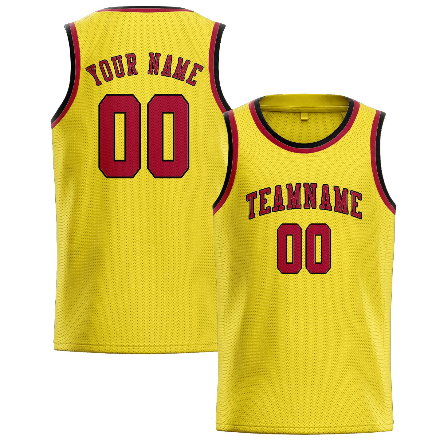 Custom Light Yellow Red Basketball Jersey