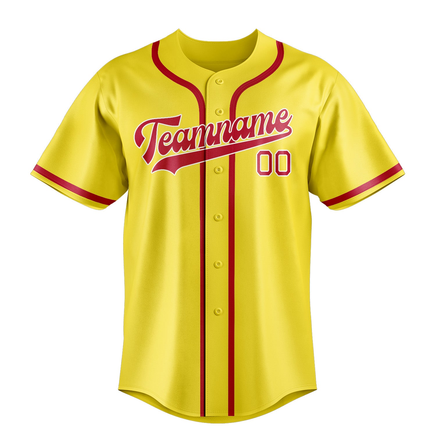 Custom Light Yellow Red Baseball Jersey