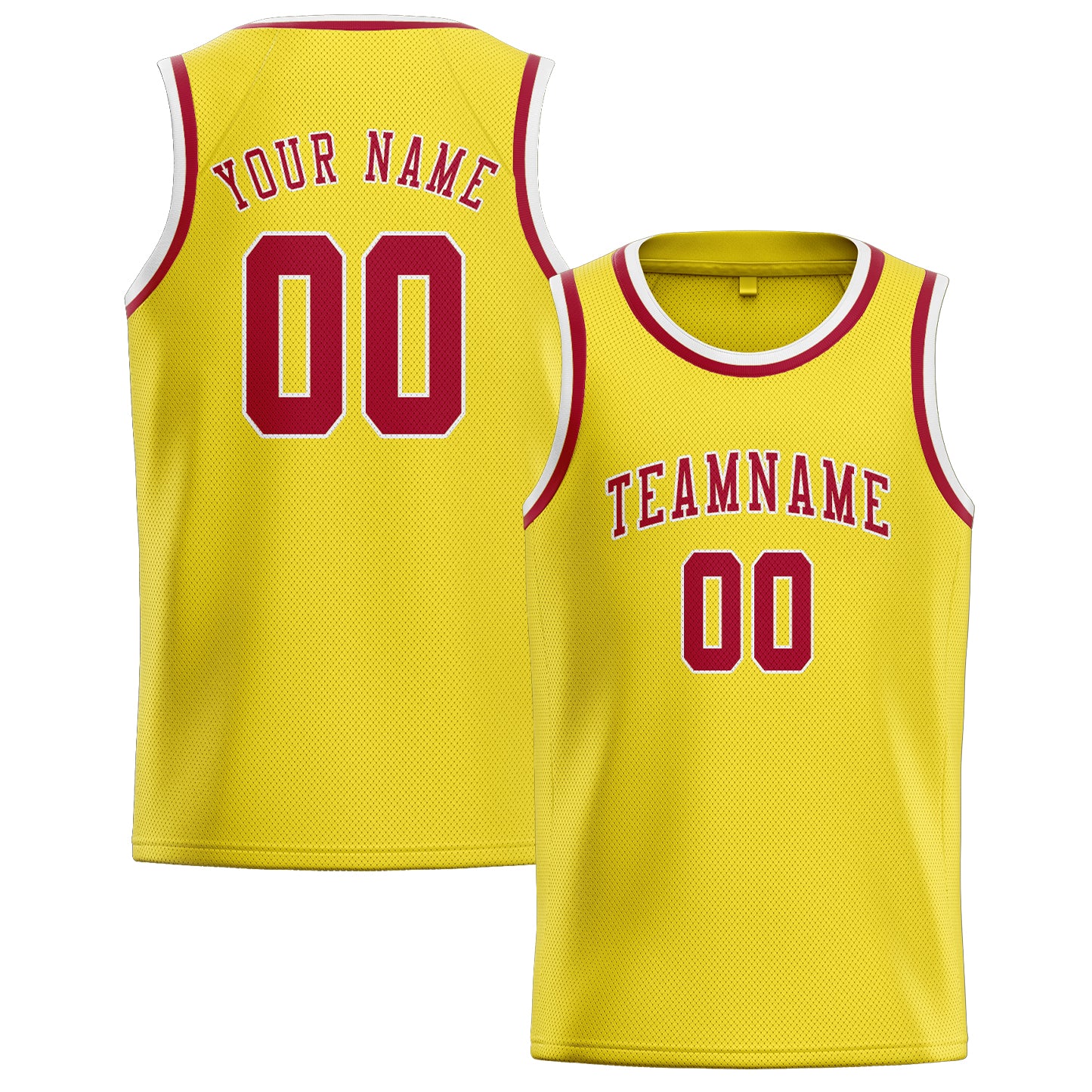 Custom Light Yellow Red Basketball Jersey