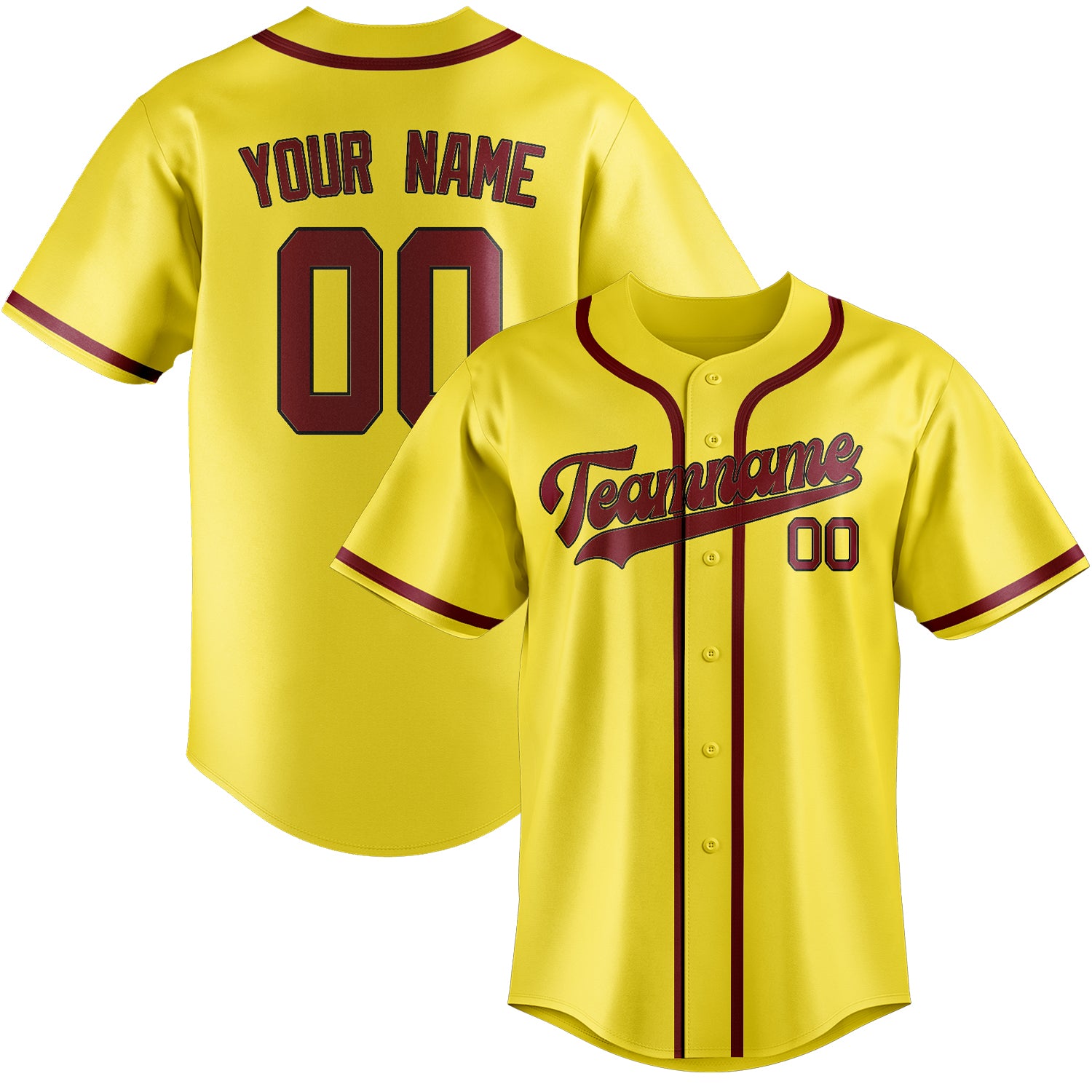 Custom Light Yellow Crimson Red Baseball Jersey