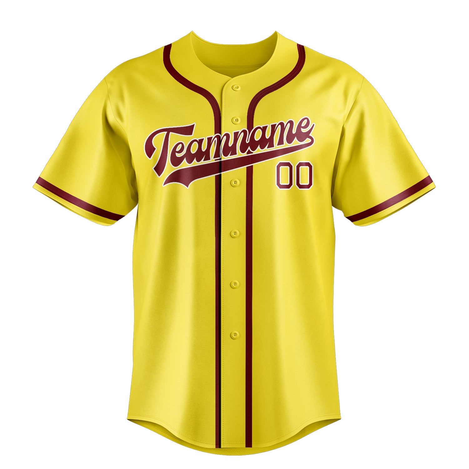 Custom Light Yellow Crimson Red Baseball Jersey