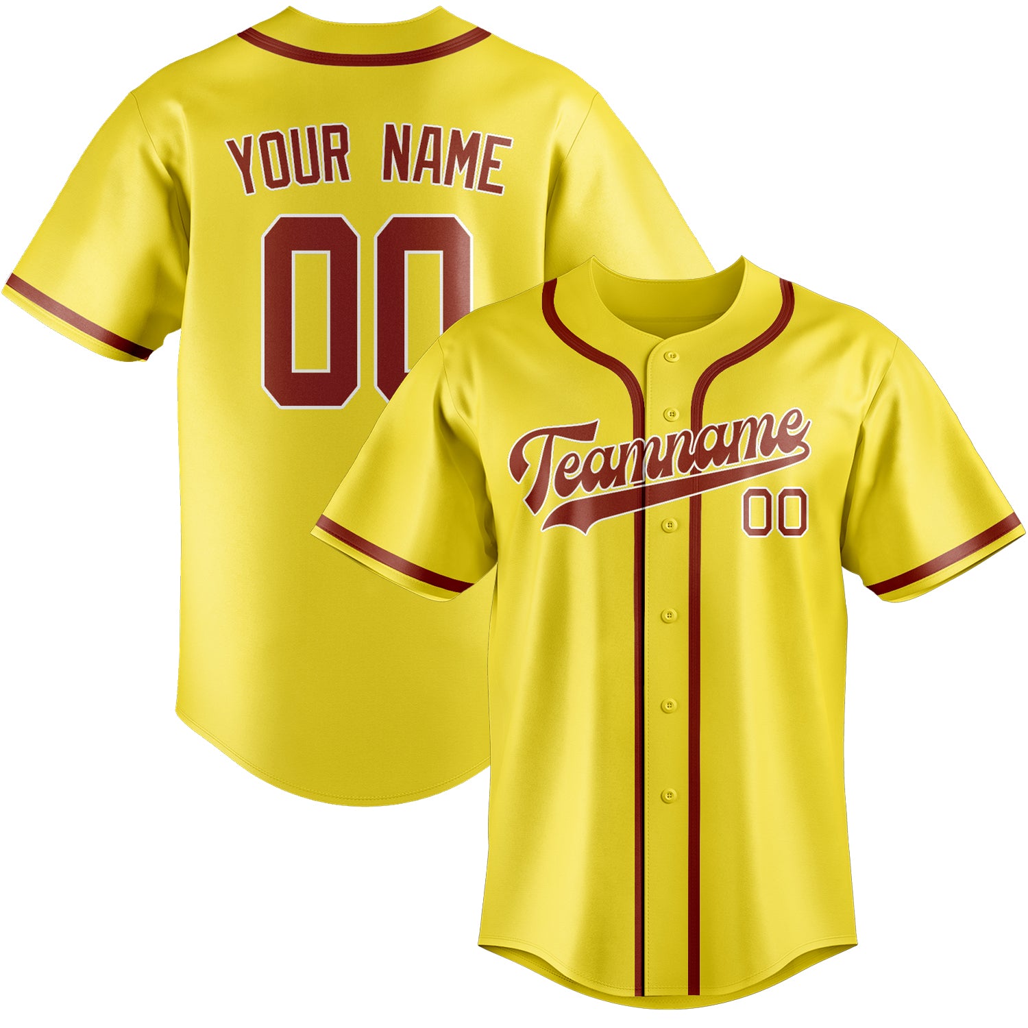 Custom Light Yellow Coral Red Baseball Jersey