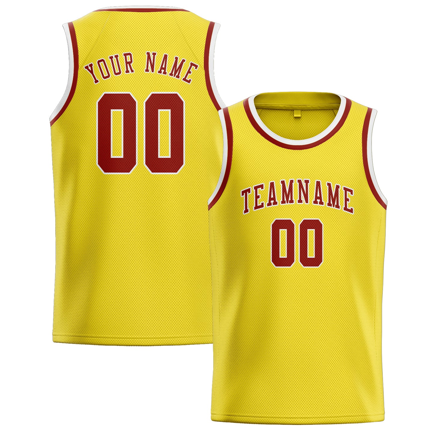 Custom Light Yellow Coral Red Basketball Jersey