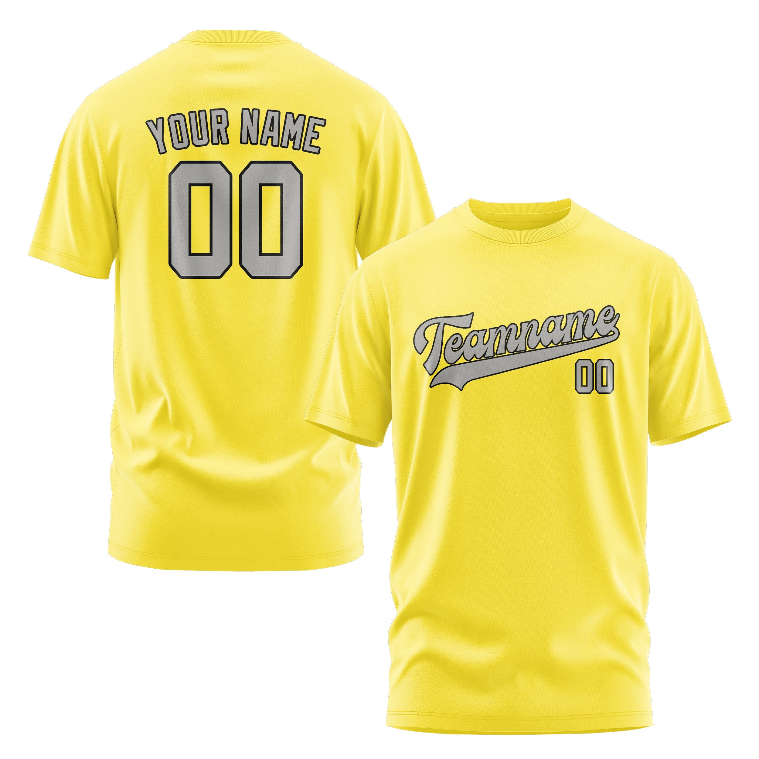 Custom Light Yellow Gray T-Shirt