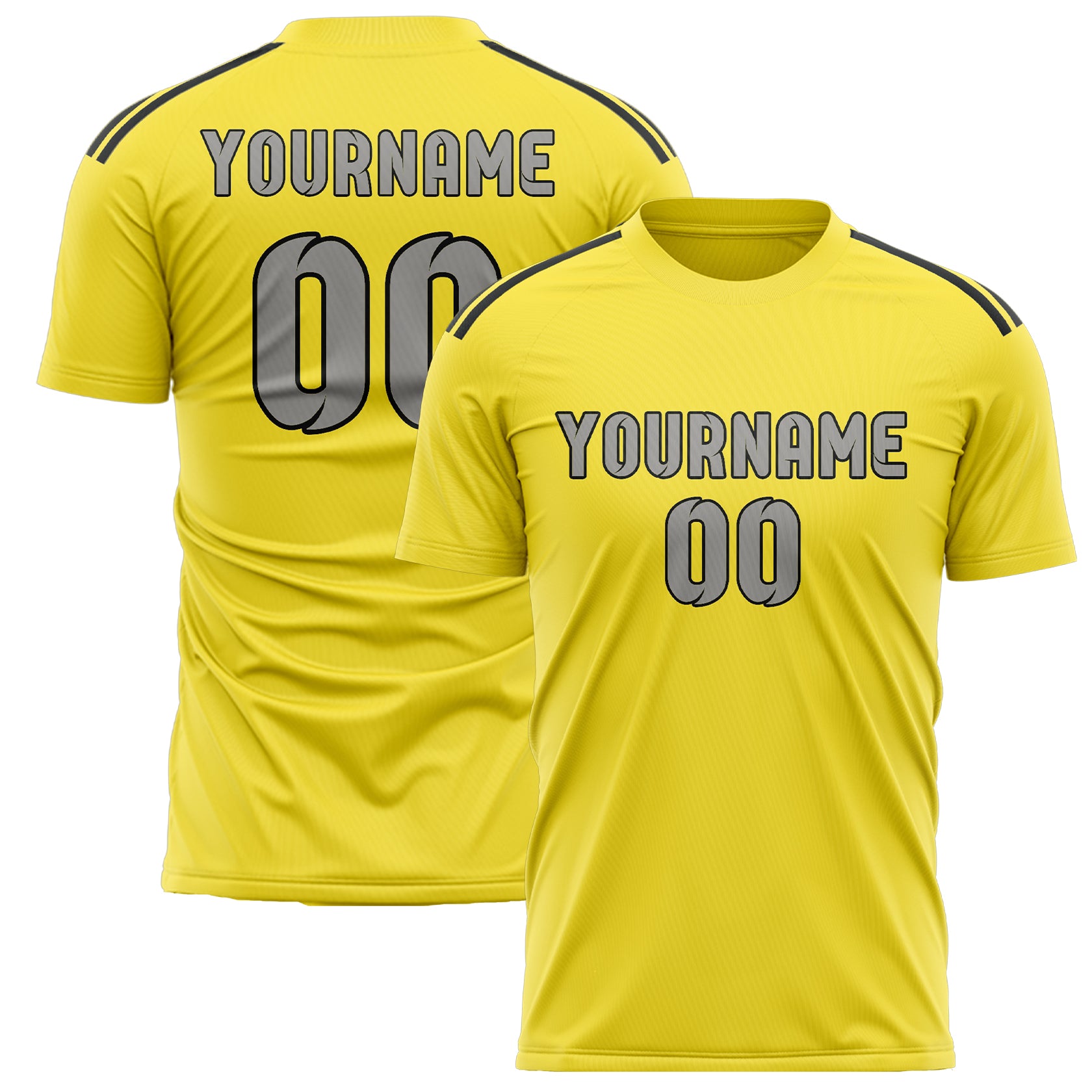 Custom Light Yellow Gray Soccer Jersey