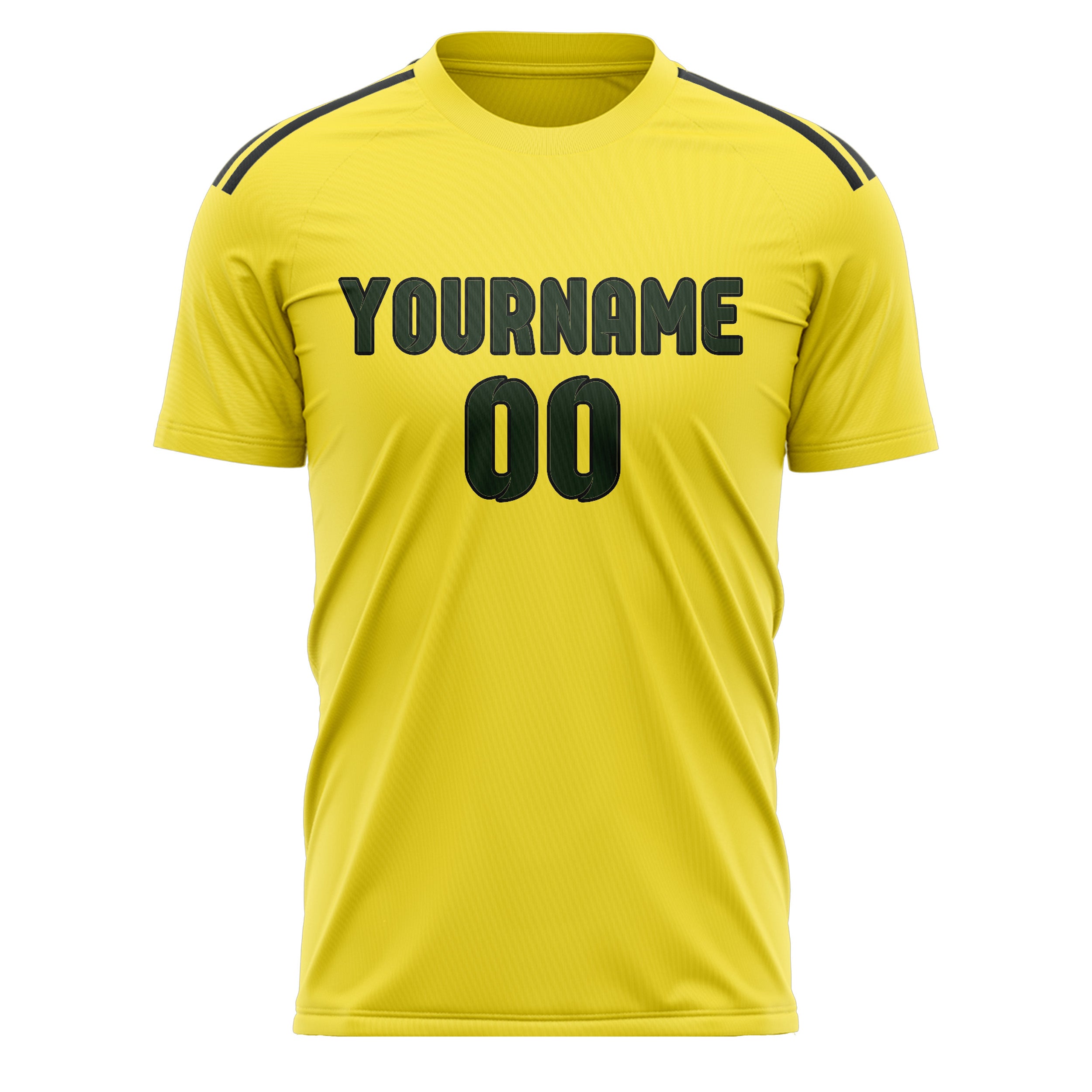 Custom Light Yellow Dark Green Soccer Jersey