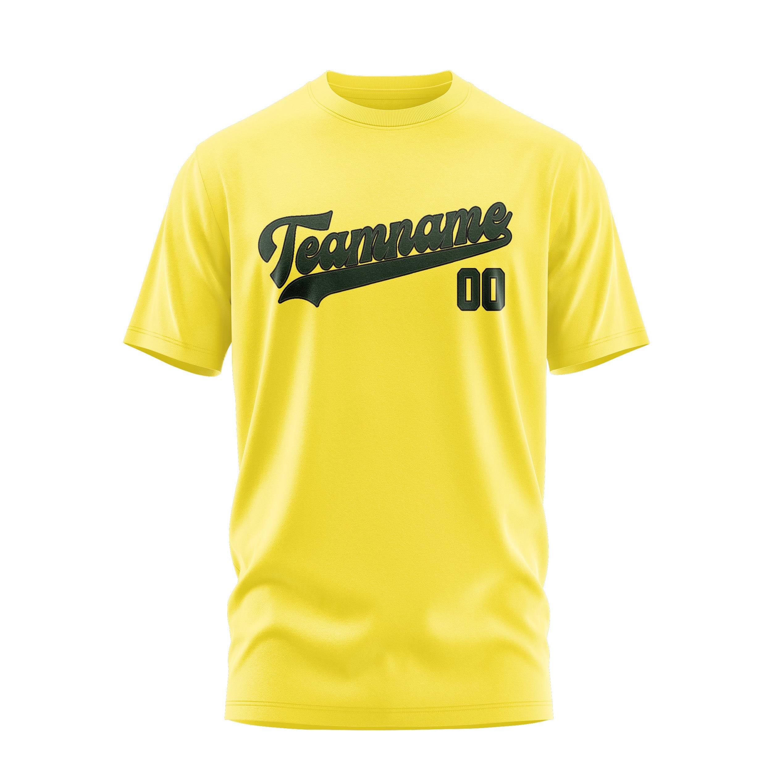 Custom Light Yellow Dark Green T-Shirt