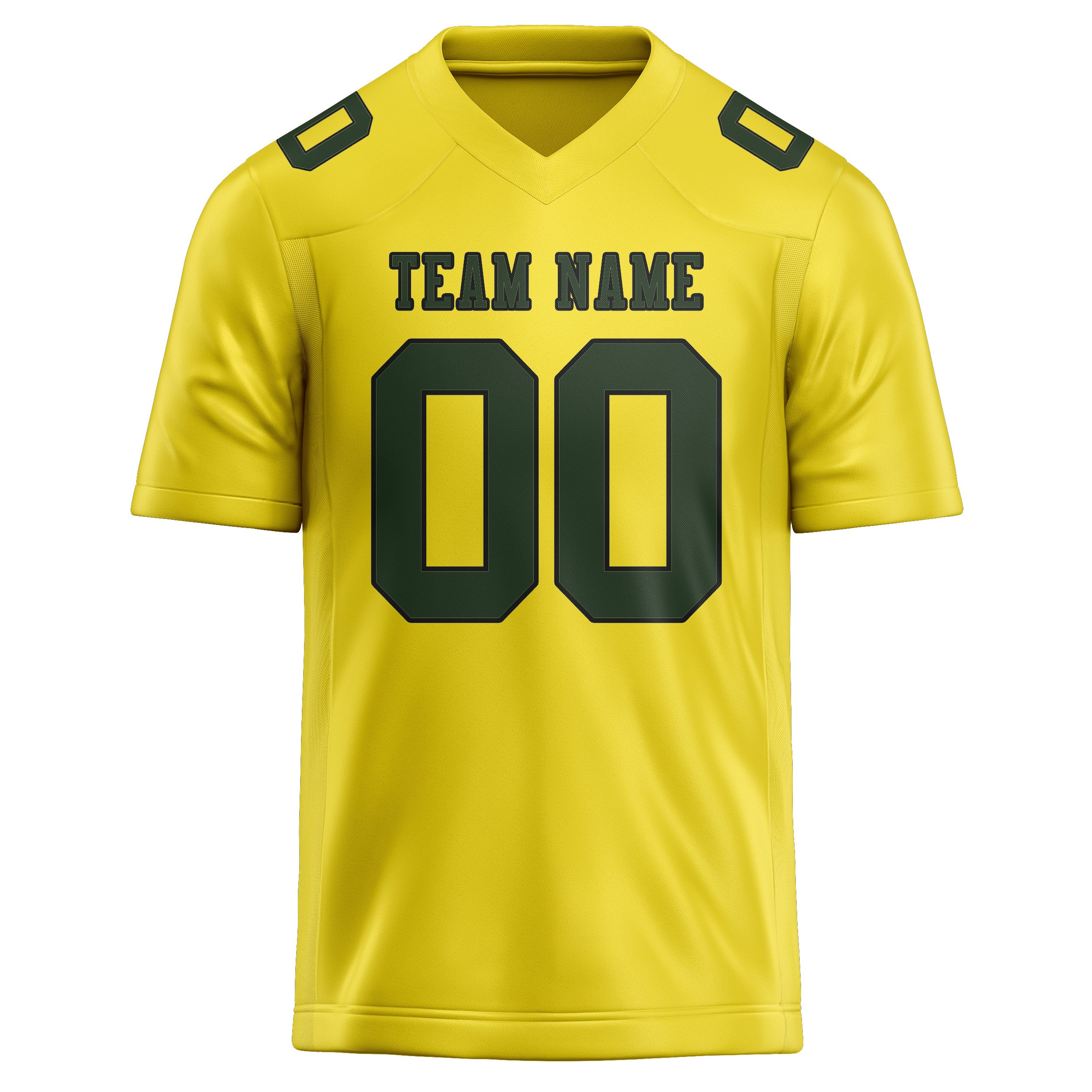 Custom Light Yellow Dark Green Football Jersey