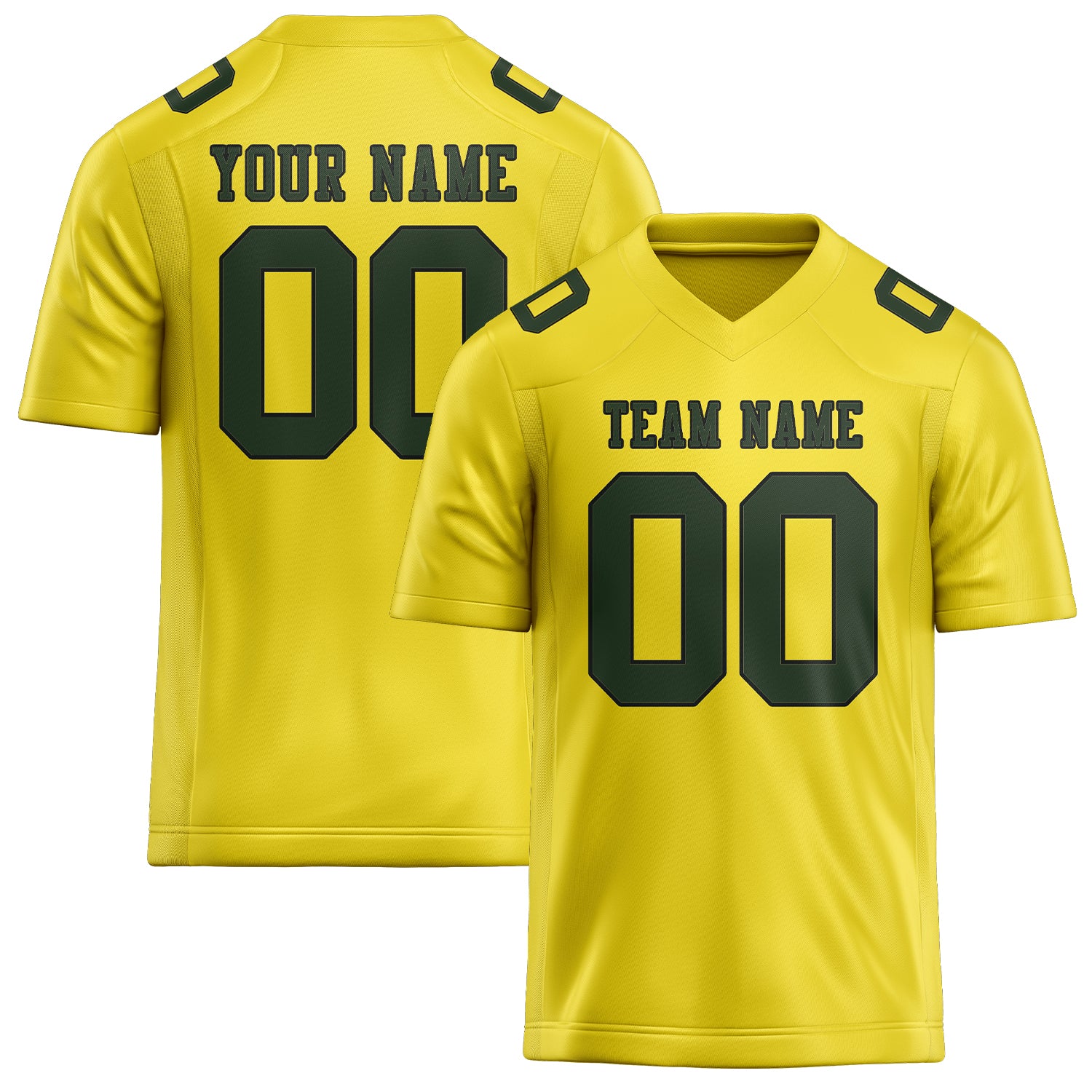 Custom Light Yellow Dark Green Football Jersey