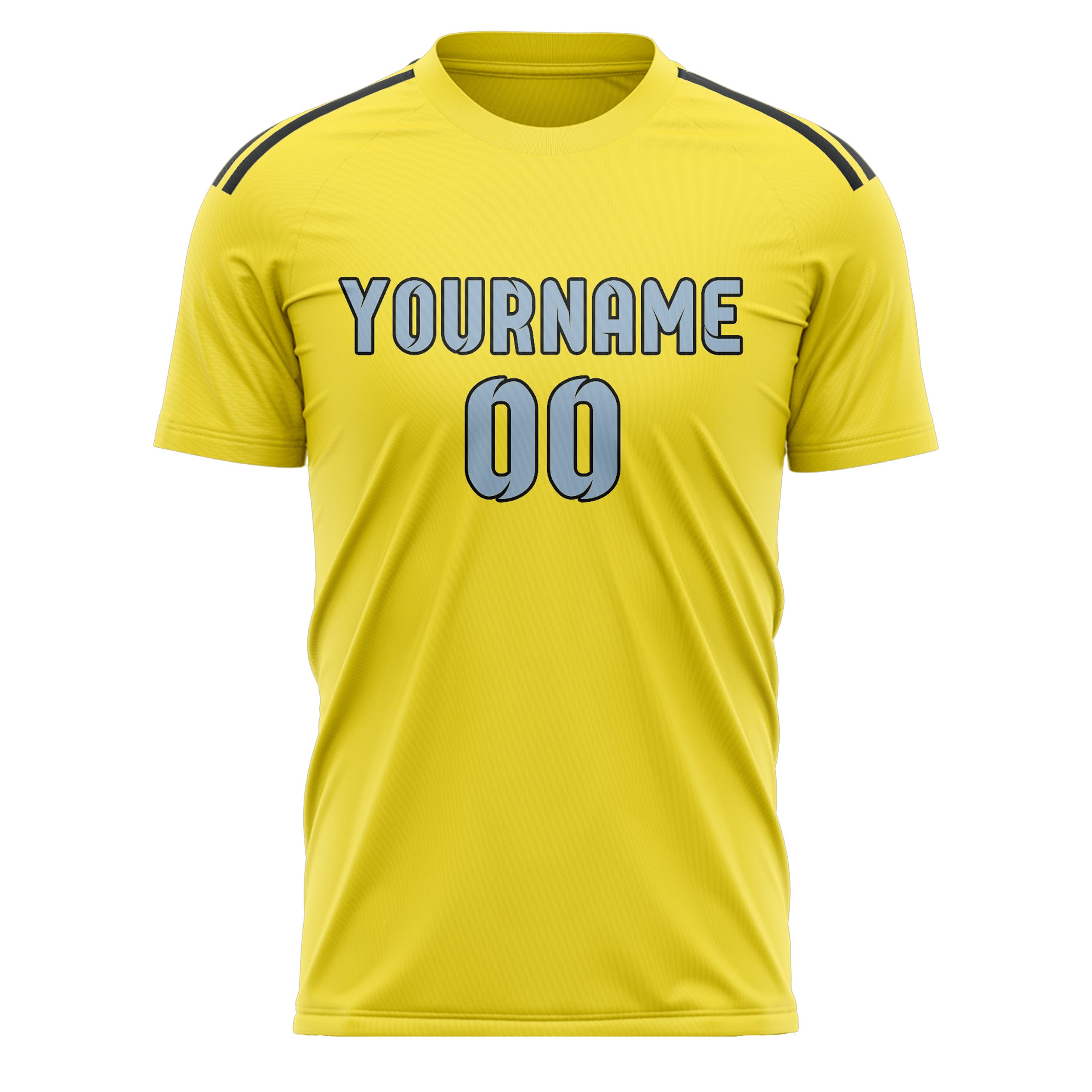 Custom Light Yellow Light Blue Soccer Jersey