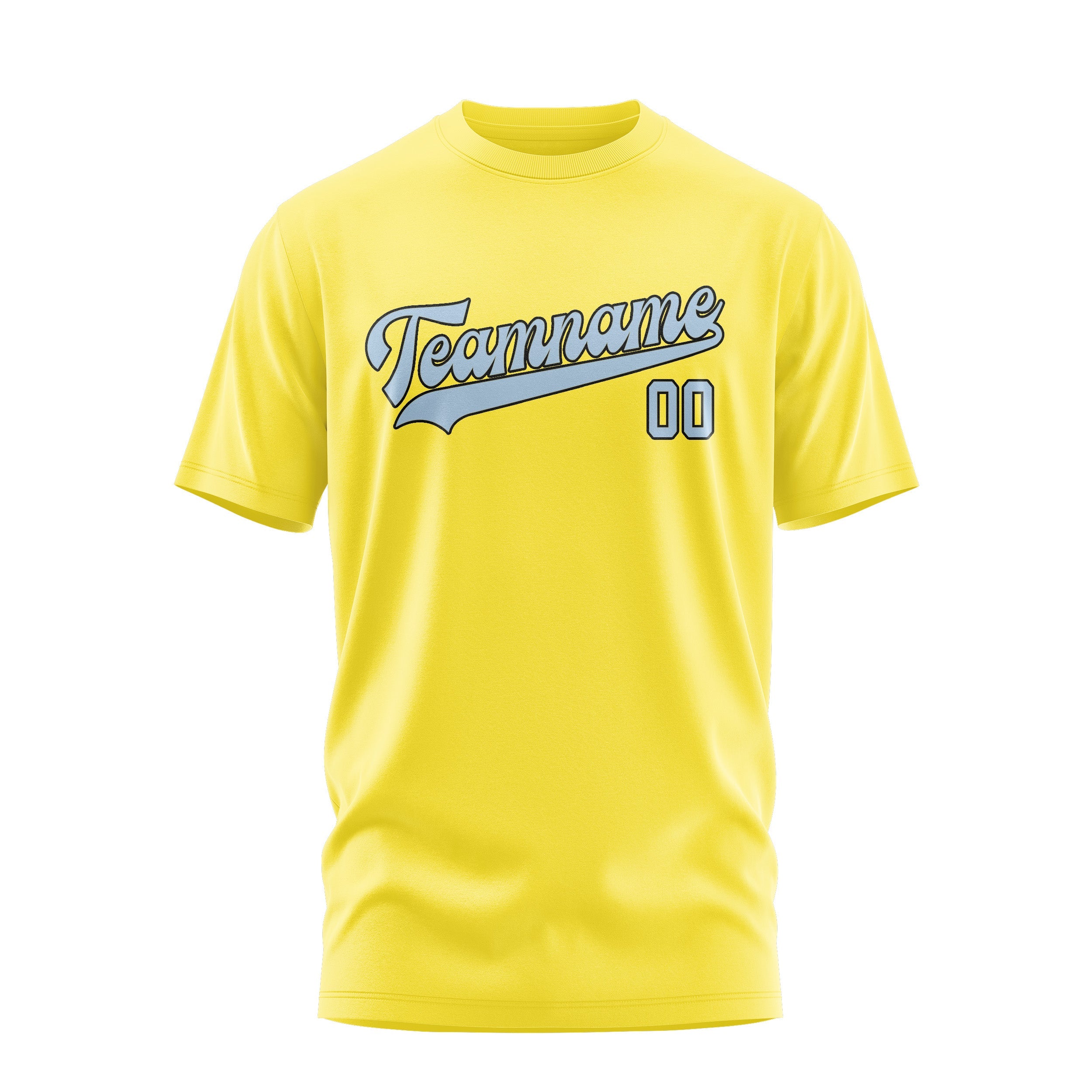 Custom Light Yellow Light Blue T-Shirt