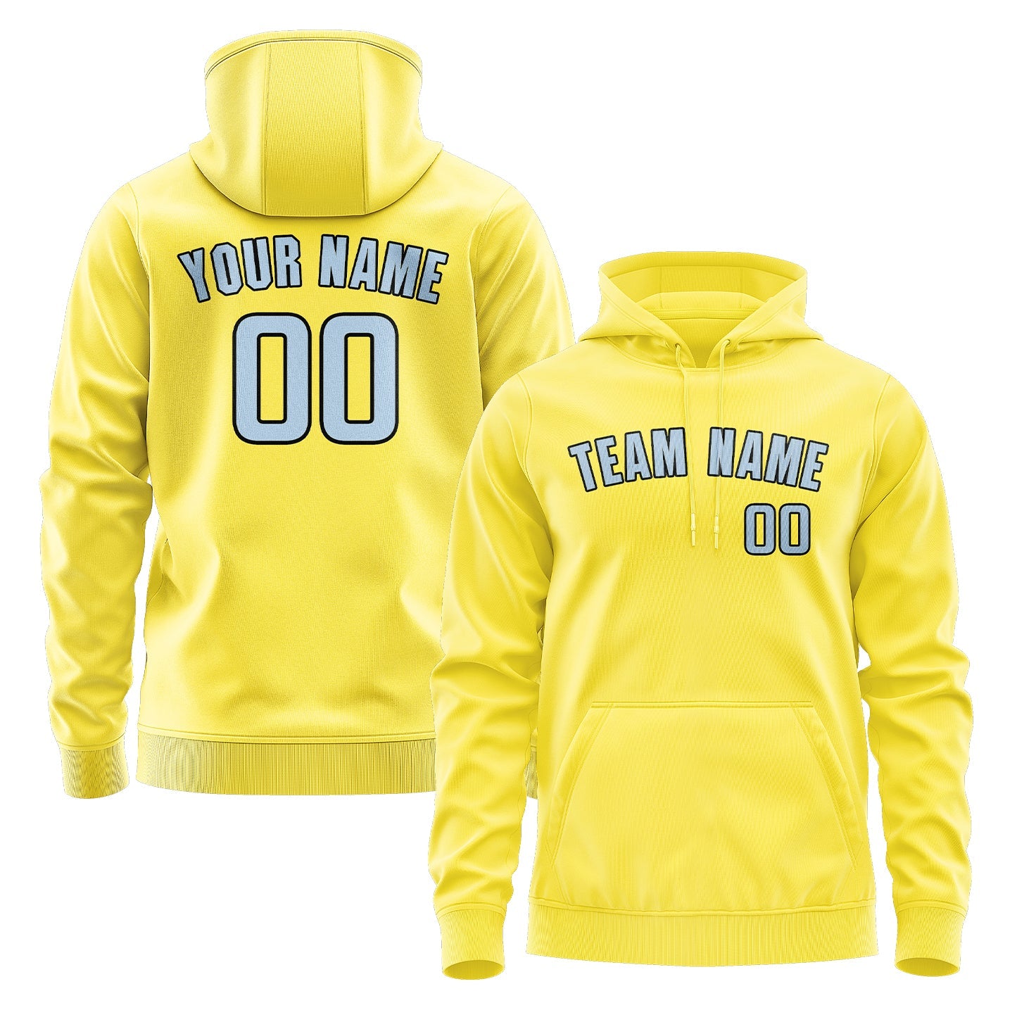 Custom Light Yellow Light Blue Hoodie
