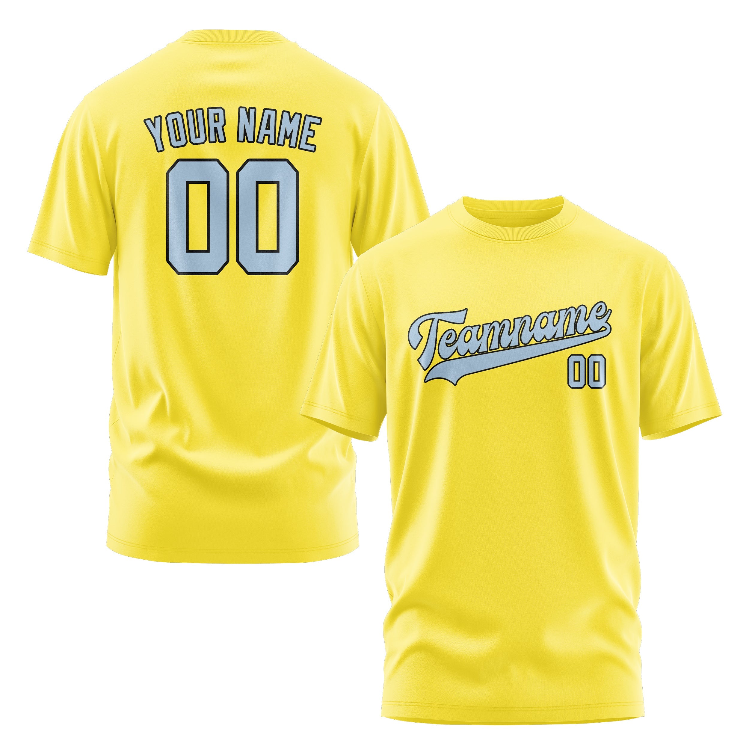 Custom Light Yellow Light Blue T-Shirt