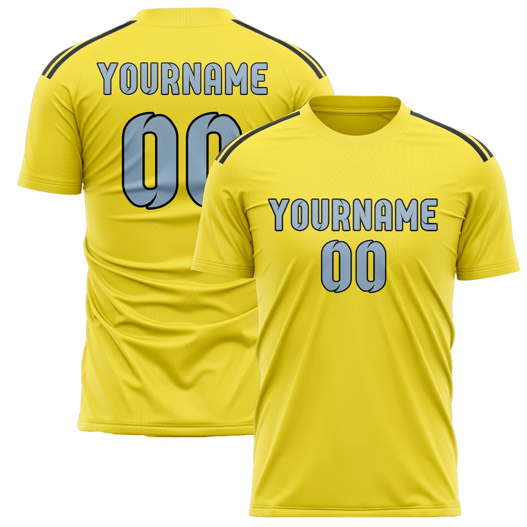 Custom Light Yellow Light Blue Soccer Jersey