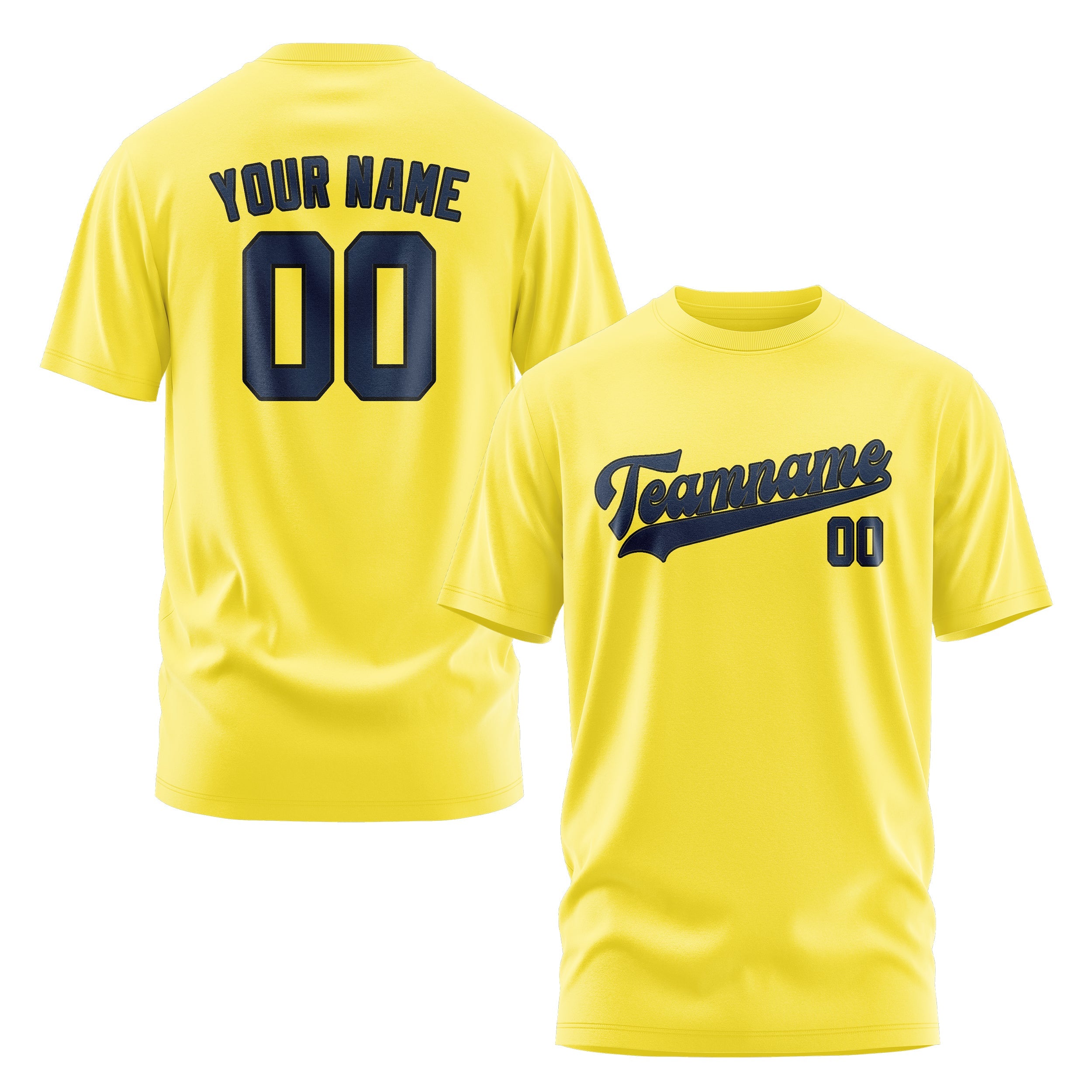 Custom Light Yellow Blue T-Shirt