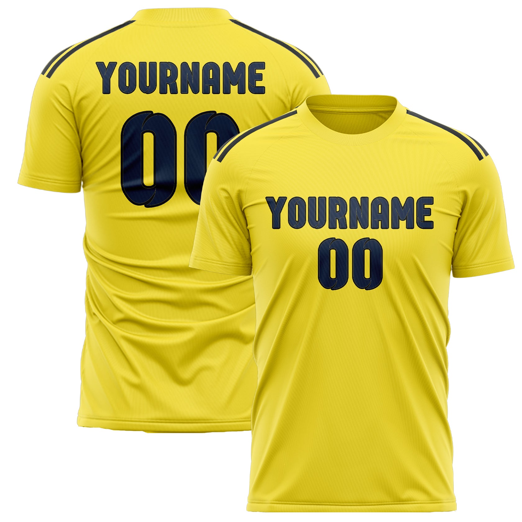 Custom Light Yellow Blue Soccer Jersey