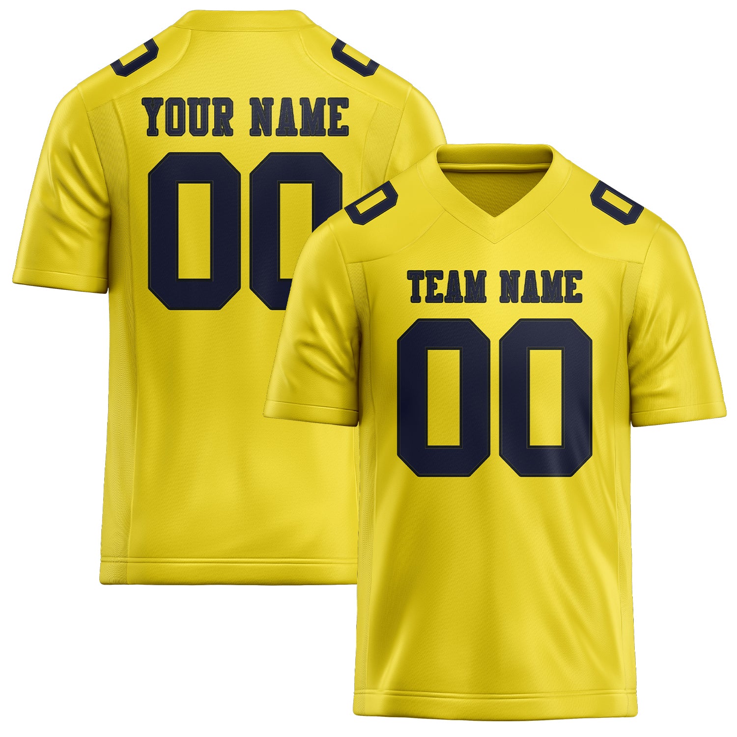 Custom Light Yellow Navy Football Jersey