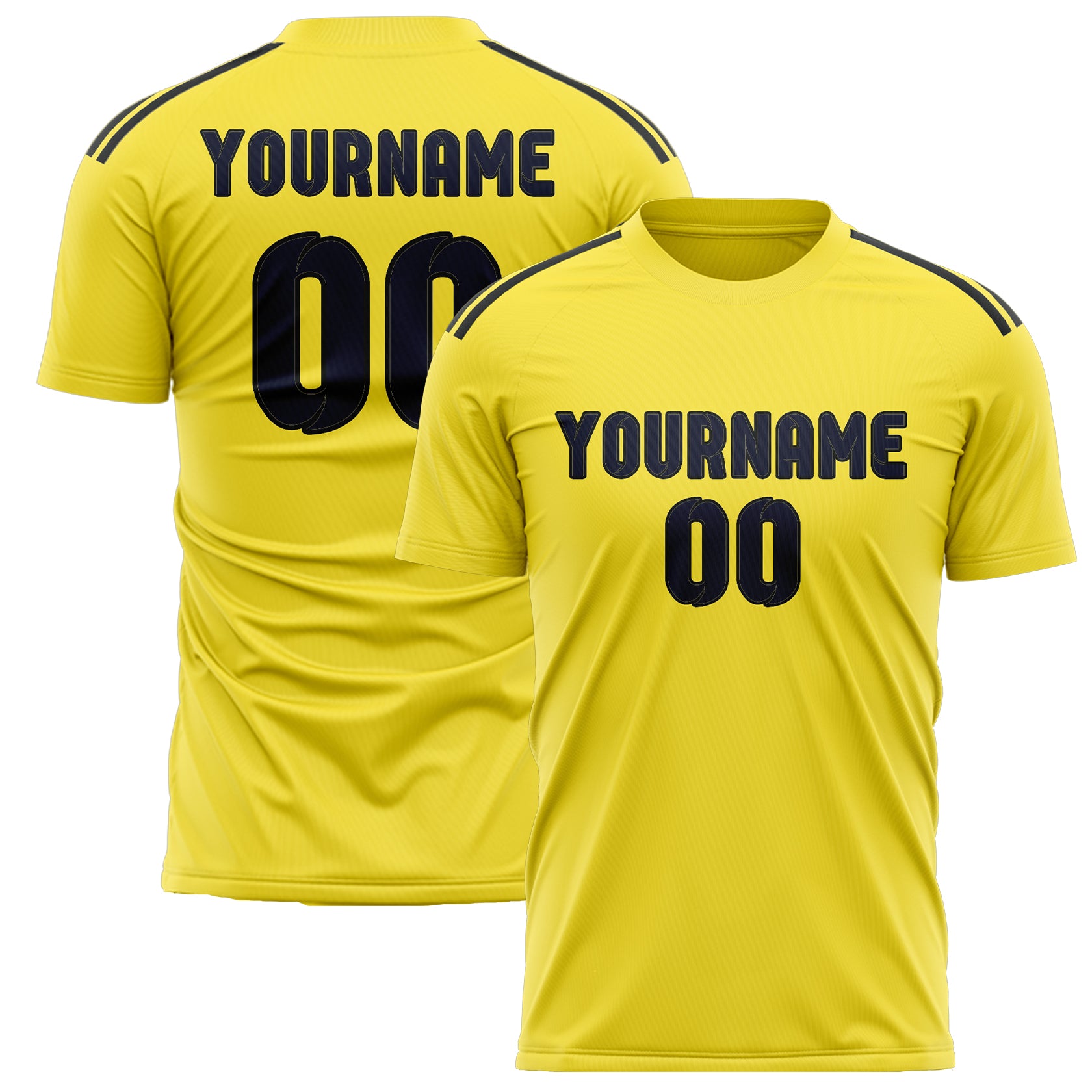 Custom Light Yellow Navy Soccer Jersey