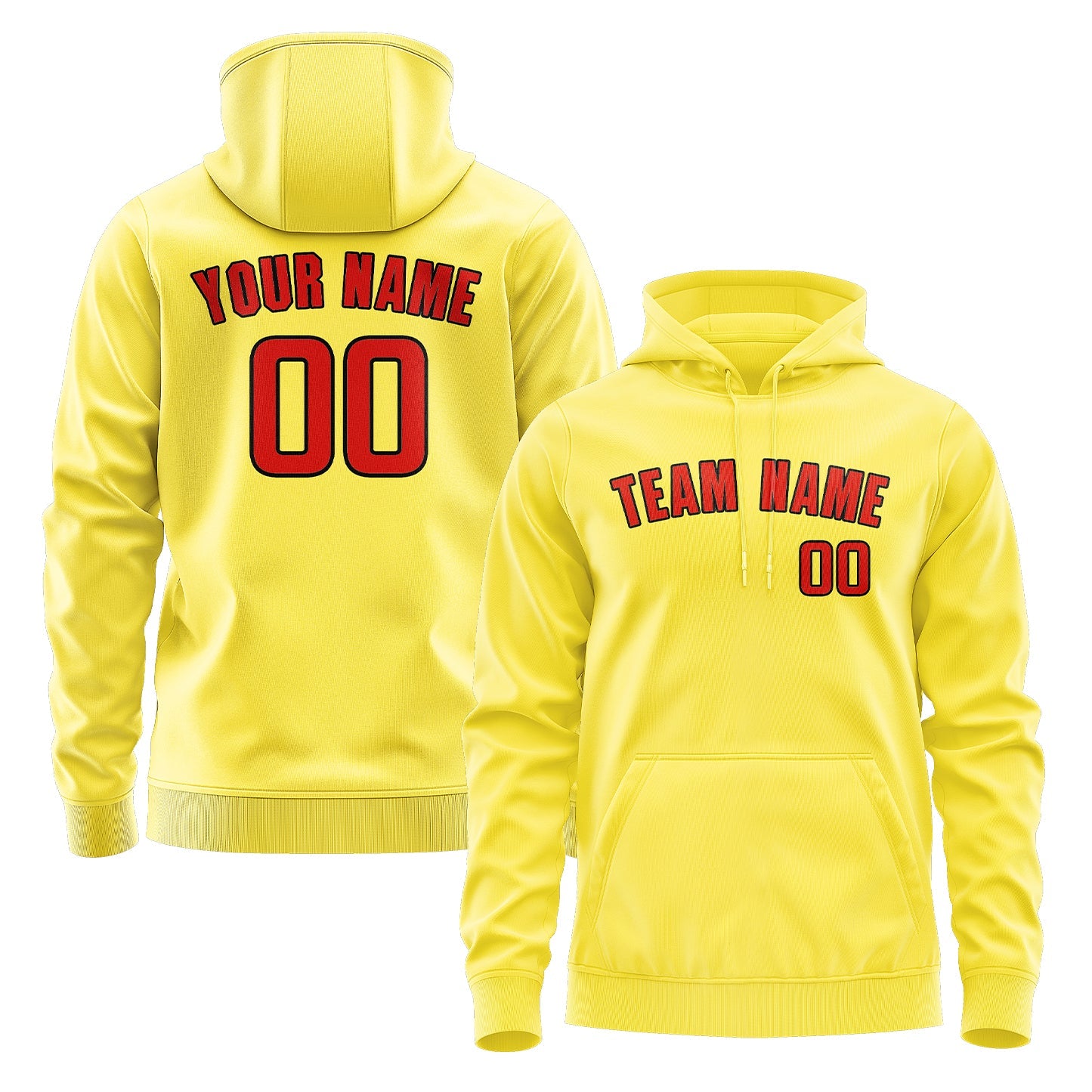 Custom Light Yellow Orange Red Hoodie