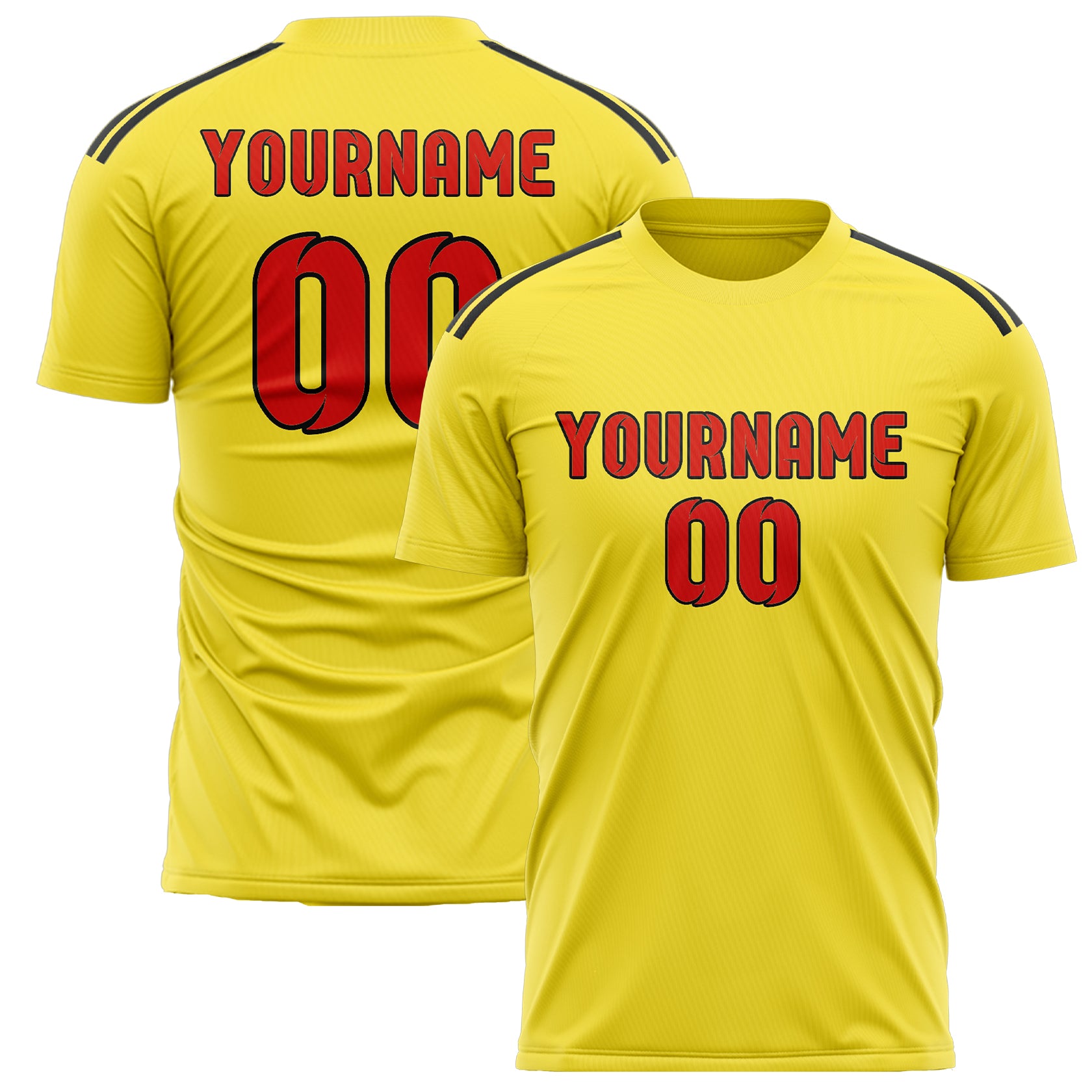 Custom Light Yellow Orange Red Soccer Jersey