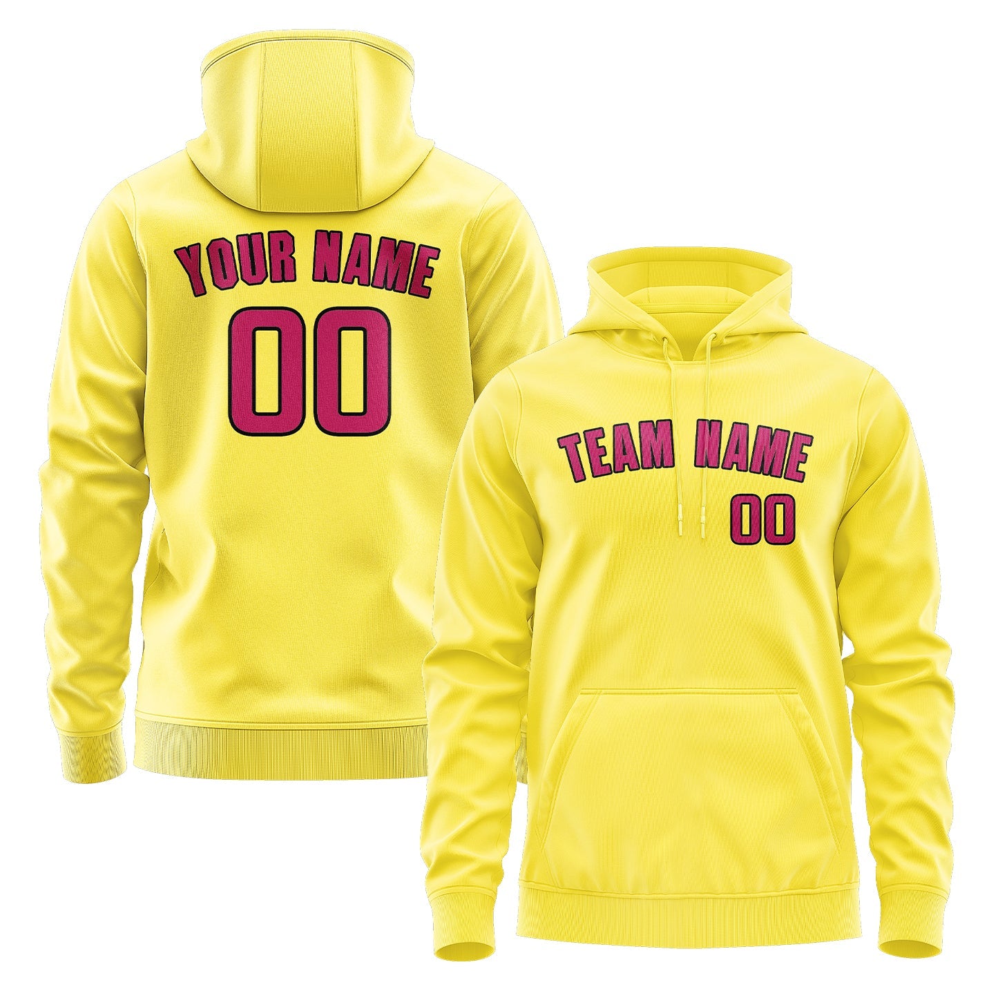 Custom Light Yellow Pink Hoodie