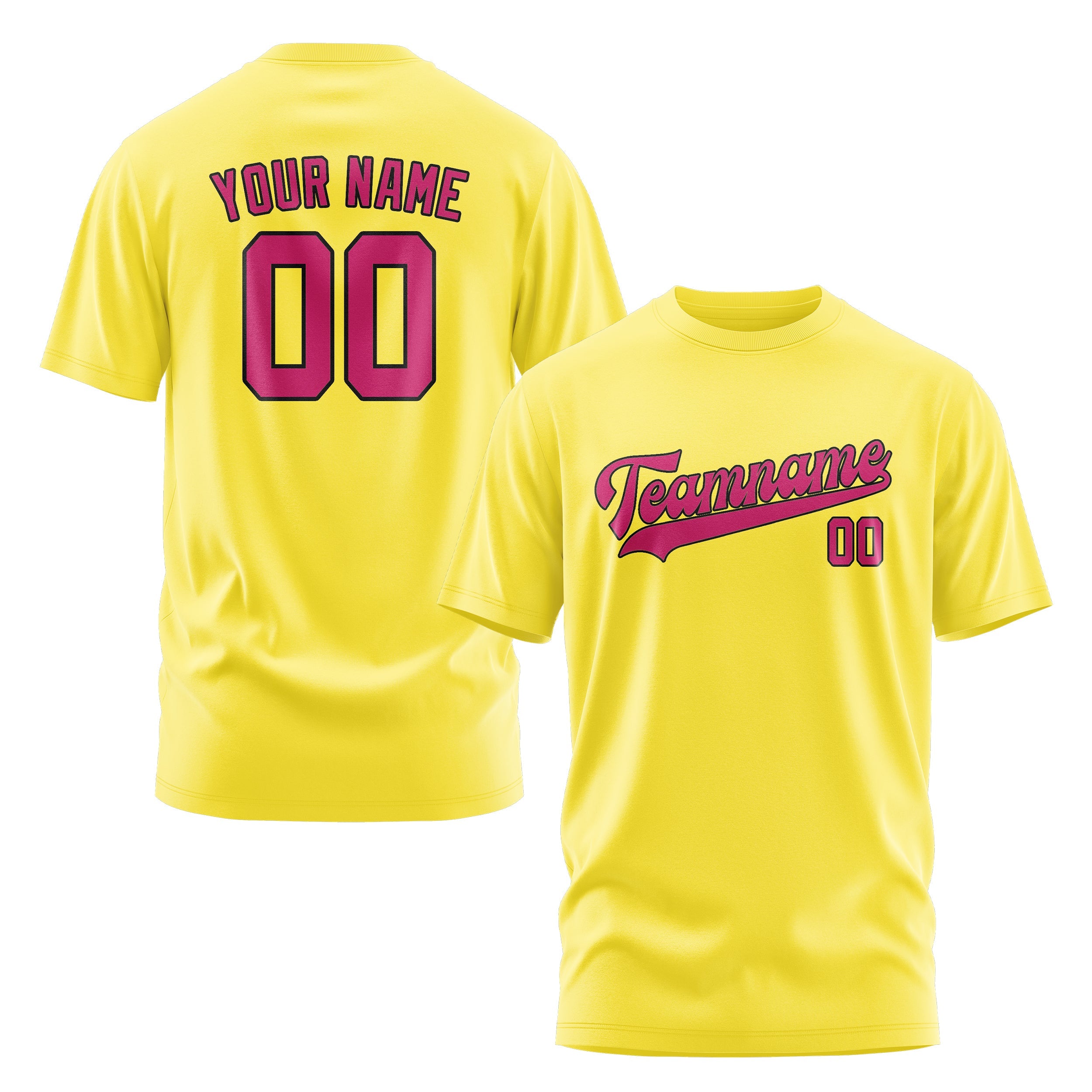 Custom Light Yellow Pink T-Shirt