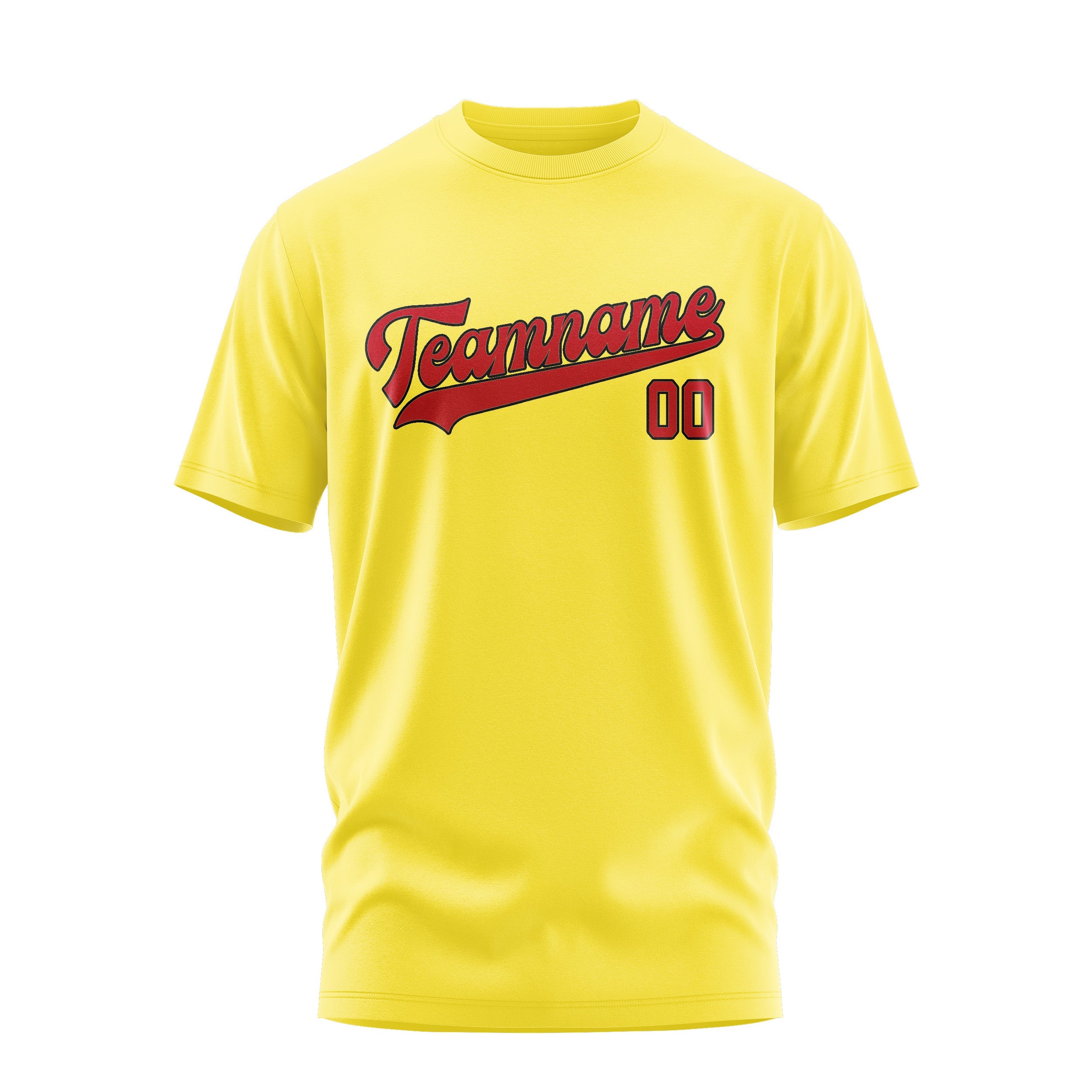 Custom Light Yellow Red T-Shirt