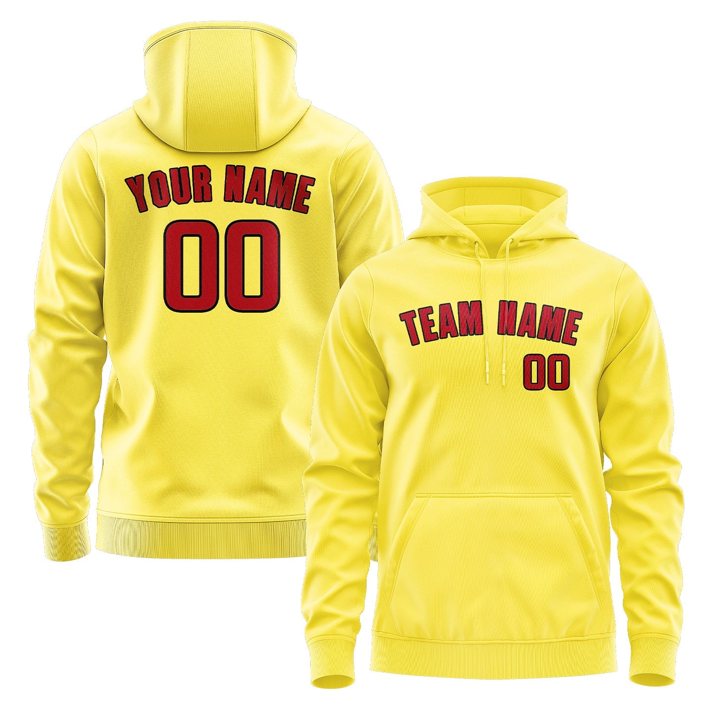 Custom Light Yellow Red Hoodie