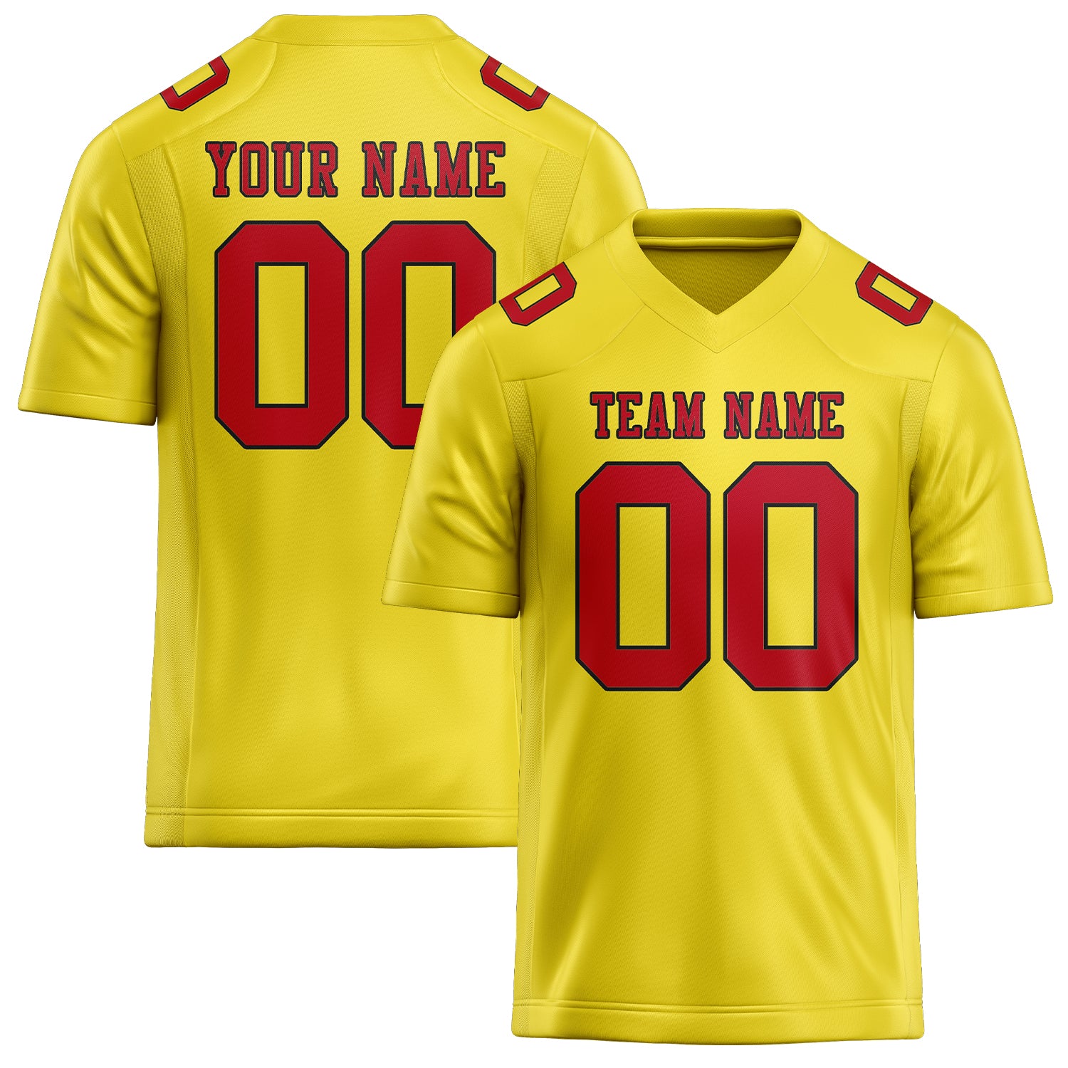Custom Light Yellow Red Football Jersey