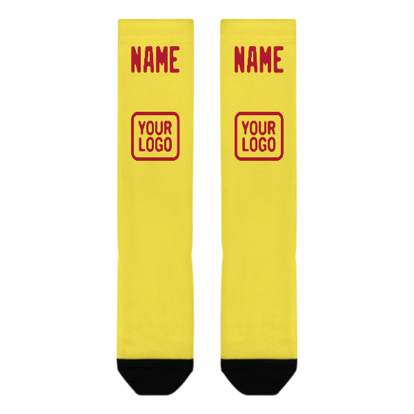 Custom Light Yellow Red Knee-High Sock