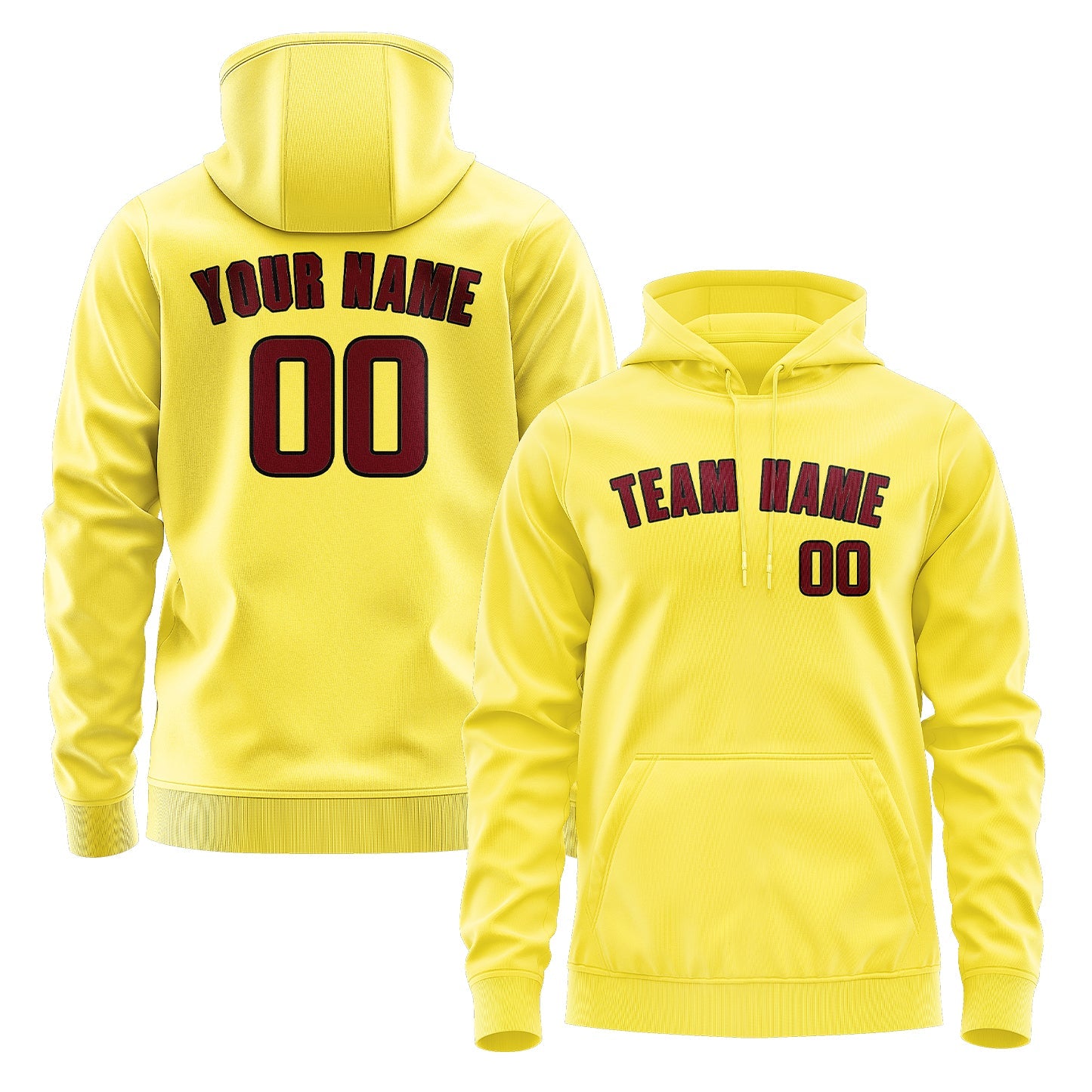 Custom Light Yellow Crimson Red Hoodie