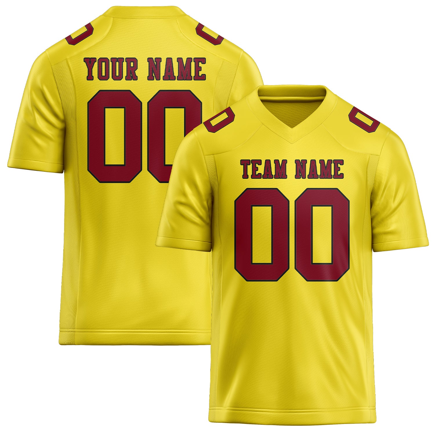 Custom Light Yellow Crimson Red Football Jersey